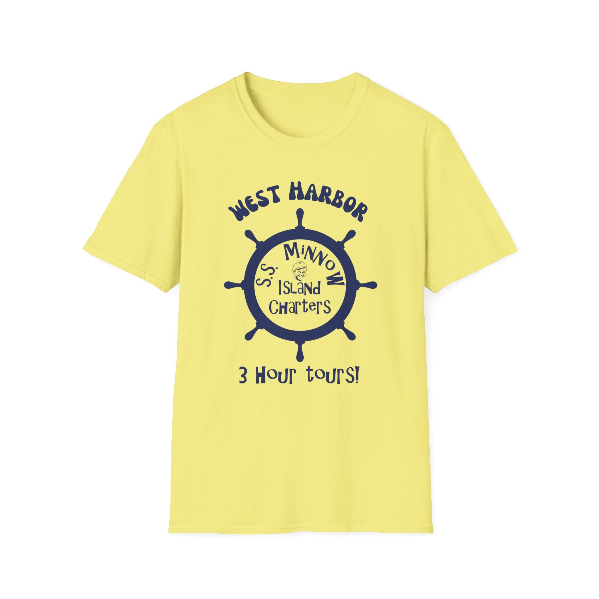 West Harbor San Pedro Ship Wheel Minno Island Charters T-Shirt | 3 Hour Tours