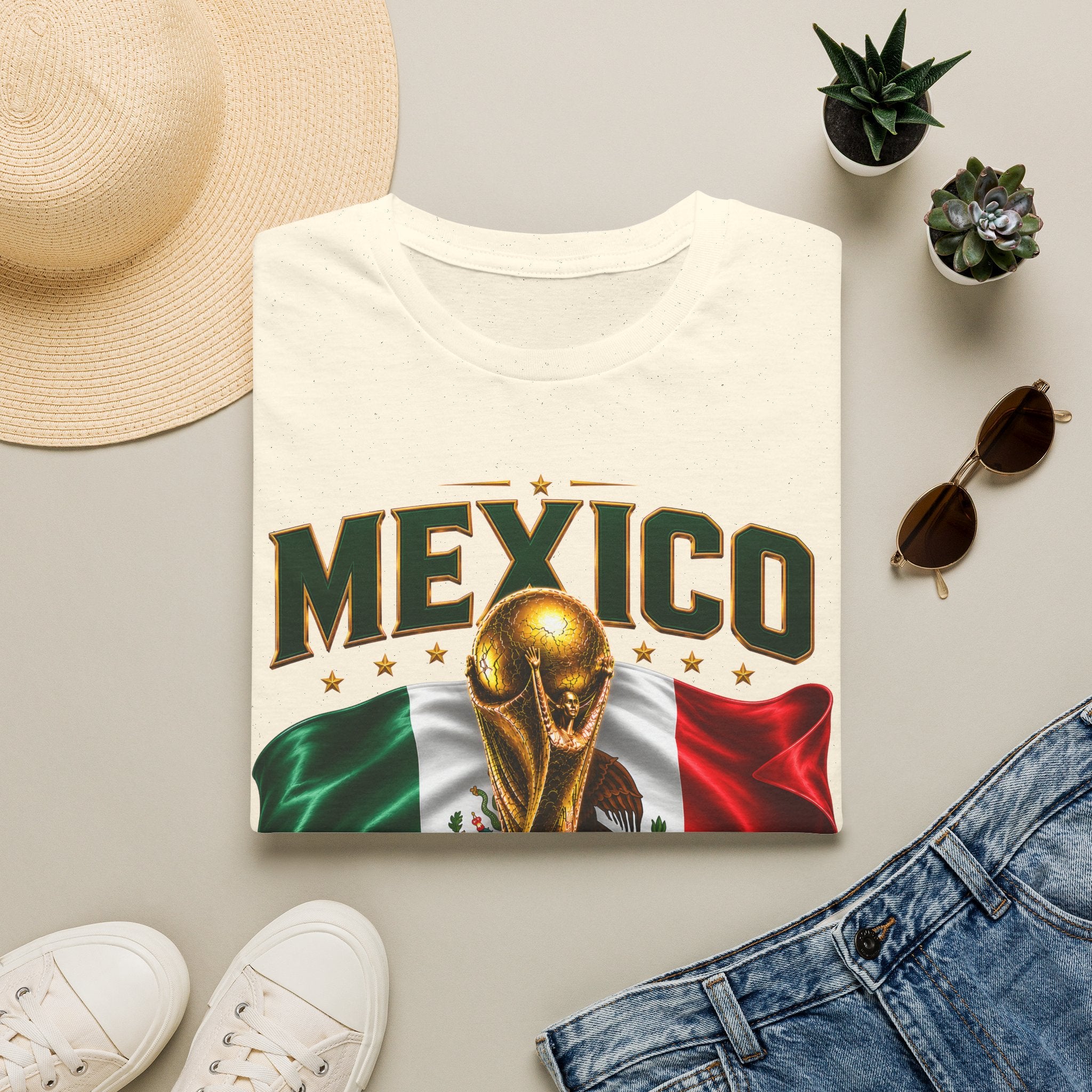 Mexico 2026 World Cup T-Shirt — Flag & Trophy Soccer Fan Tee