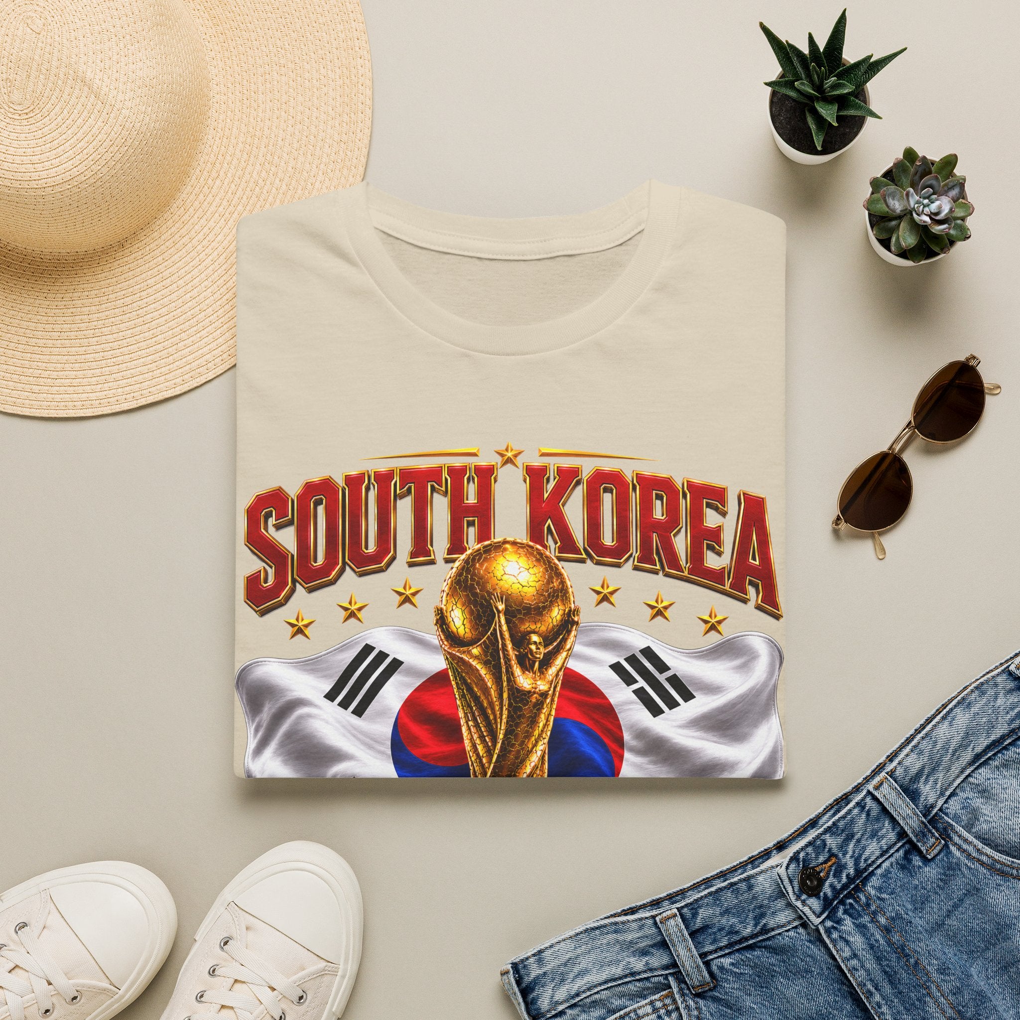 South Korea 2026 Soccer World Cup T-Shirt — Korean Flag & Trophy Football Fan Tee