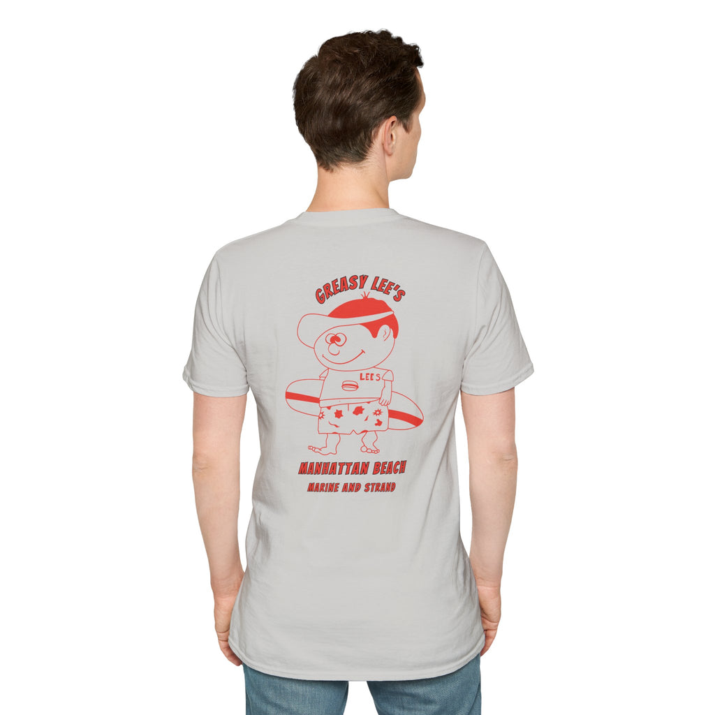 Greasy Lee's Manhattan Beach Old School T-Shirt | Marine and Strand Manhattan Beach Vintage Surf Design