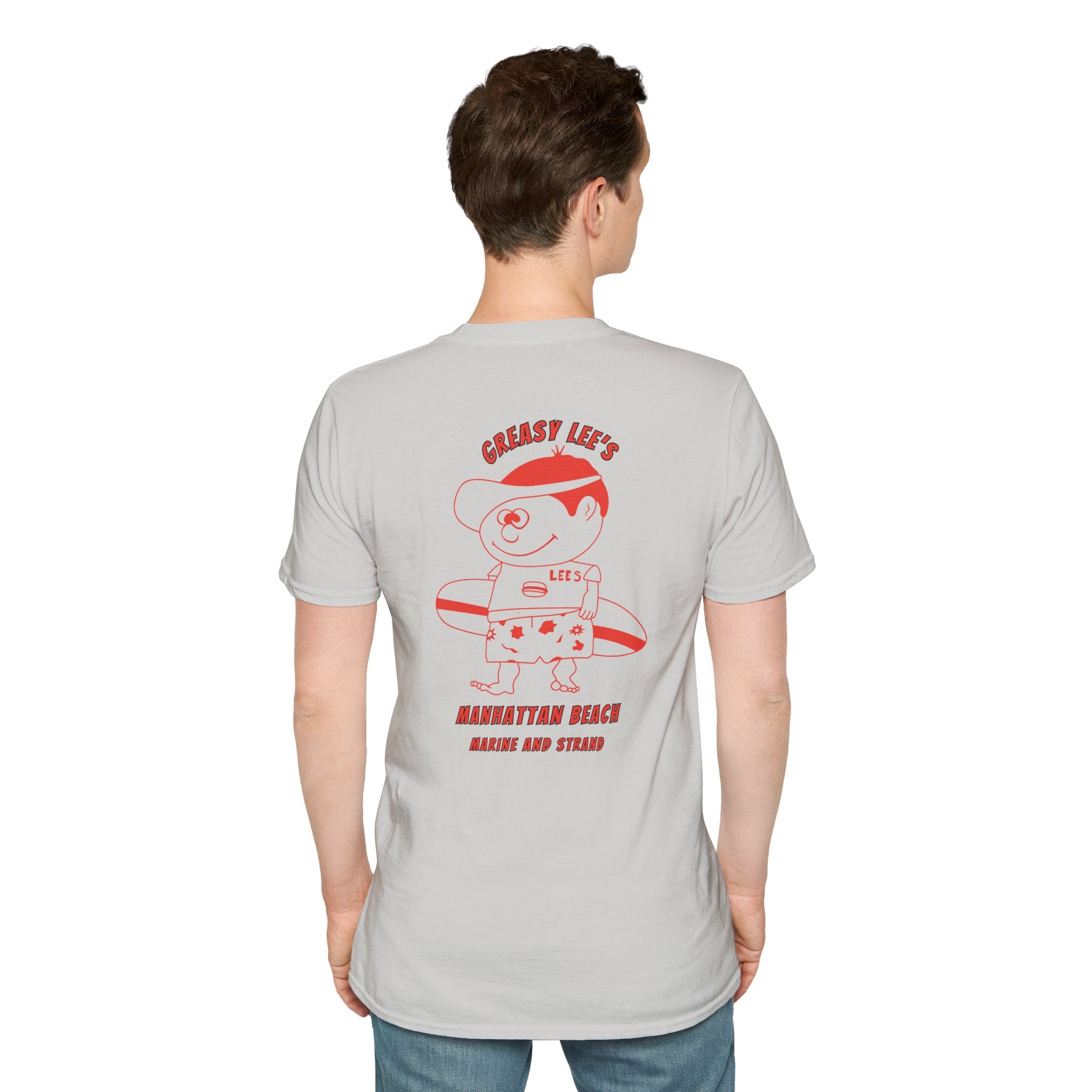 Greasy Lee's Manhattan Beach Old School T-Shirt | Marine and Strand Manhattan Beach Vintage Surf Design