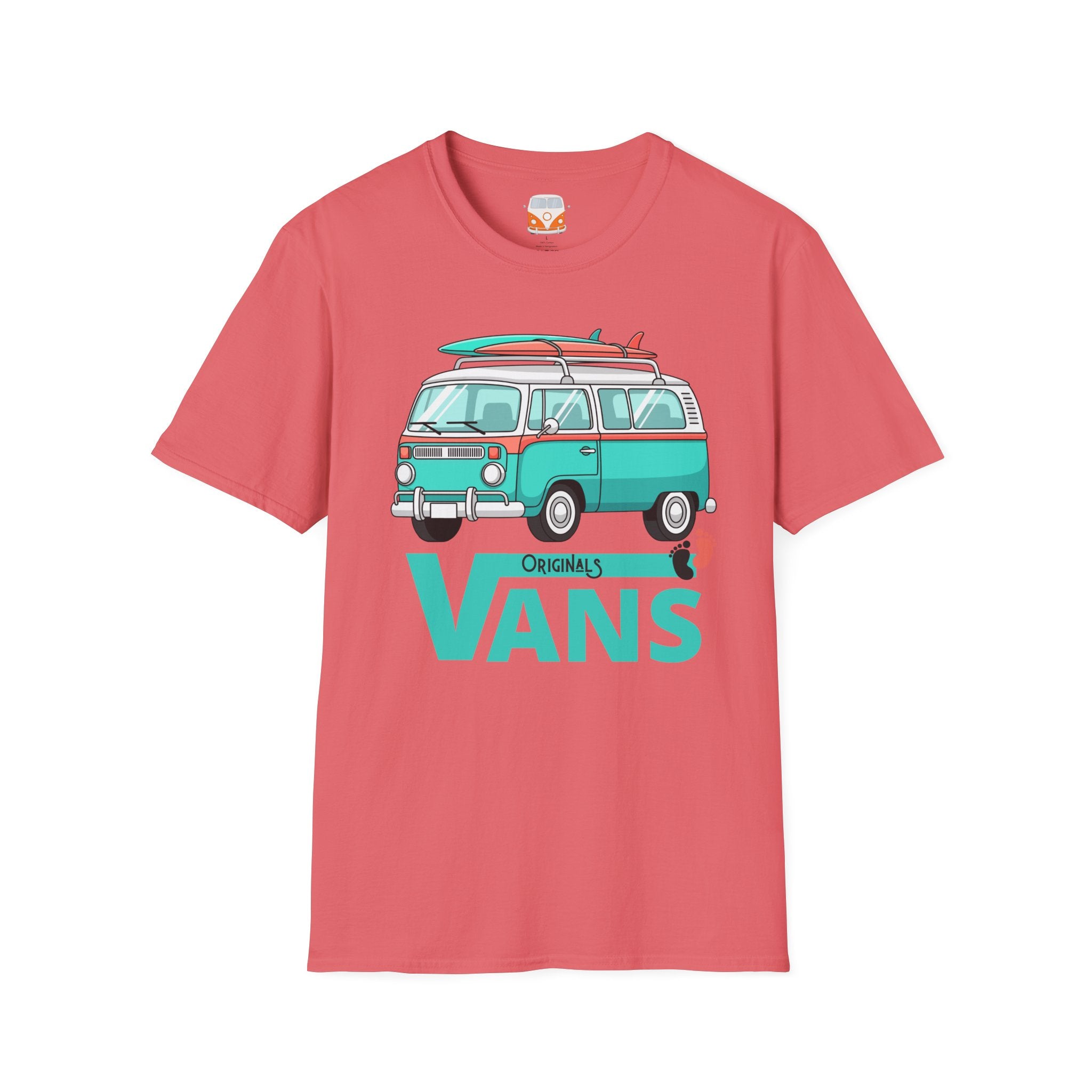 Retro Surf VW Van T-Shirt | Vintage Camper Bus Beach Tee Original Bare Feet