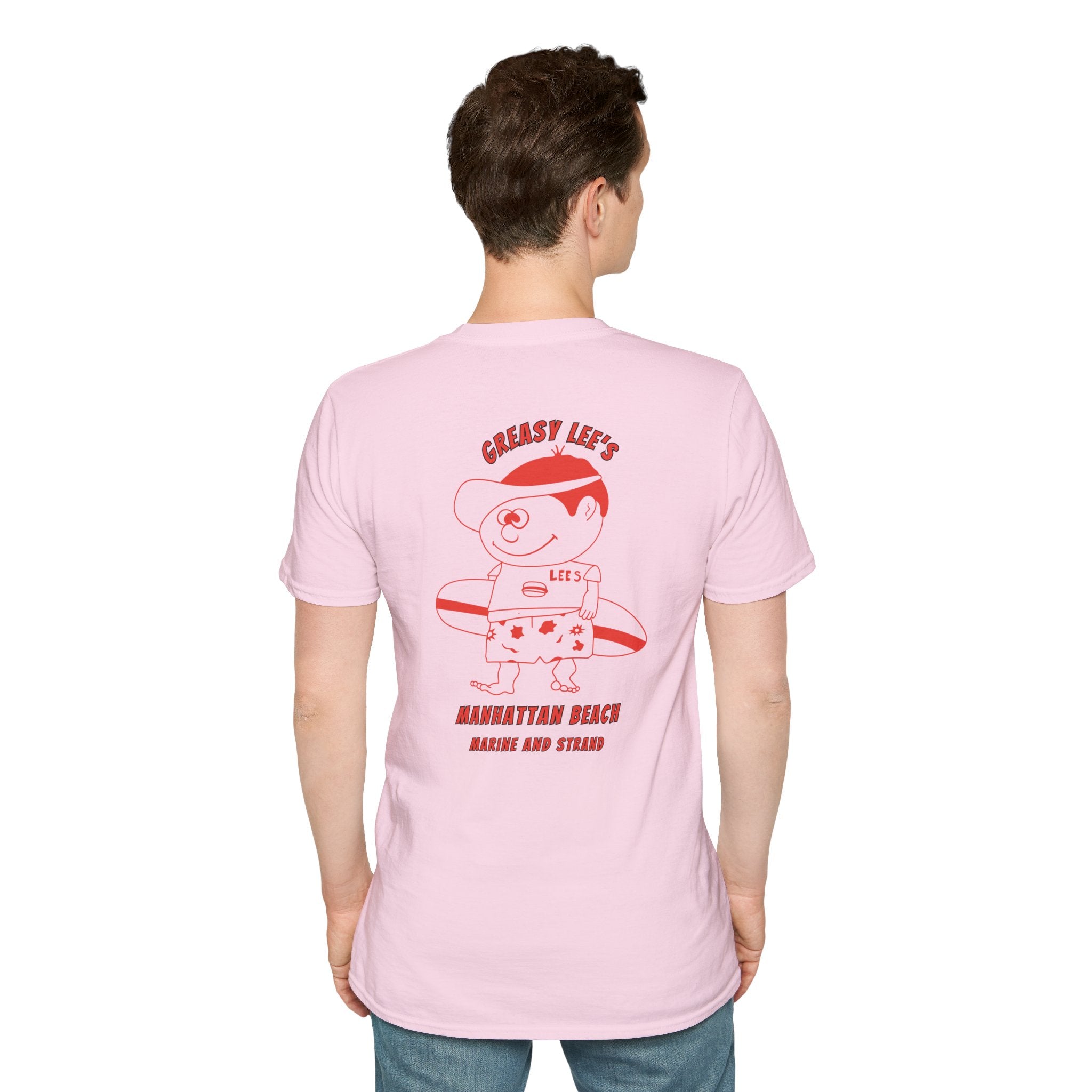 Greasy Lee's Manhattan Beach Old School T-Shirt | Marine and Strand Manhattan Beach Vintage Surf Design