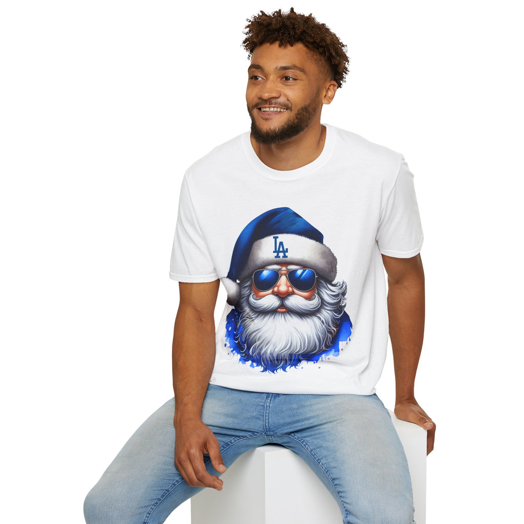 LA Dodgers Blue Santa T-Shirt — Cool Sunglasses Holiday Tee