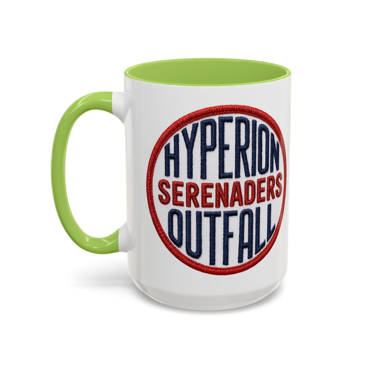 Accent Coffee Mug — "Hyperion Serenaders Outfall" Retro Patch Ceramic Mug (11/15oz)