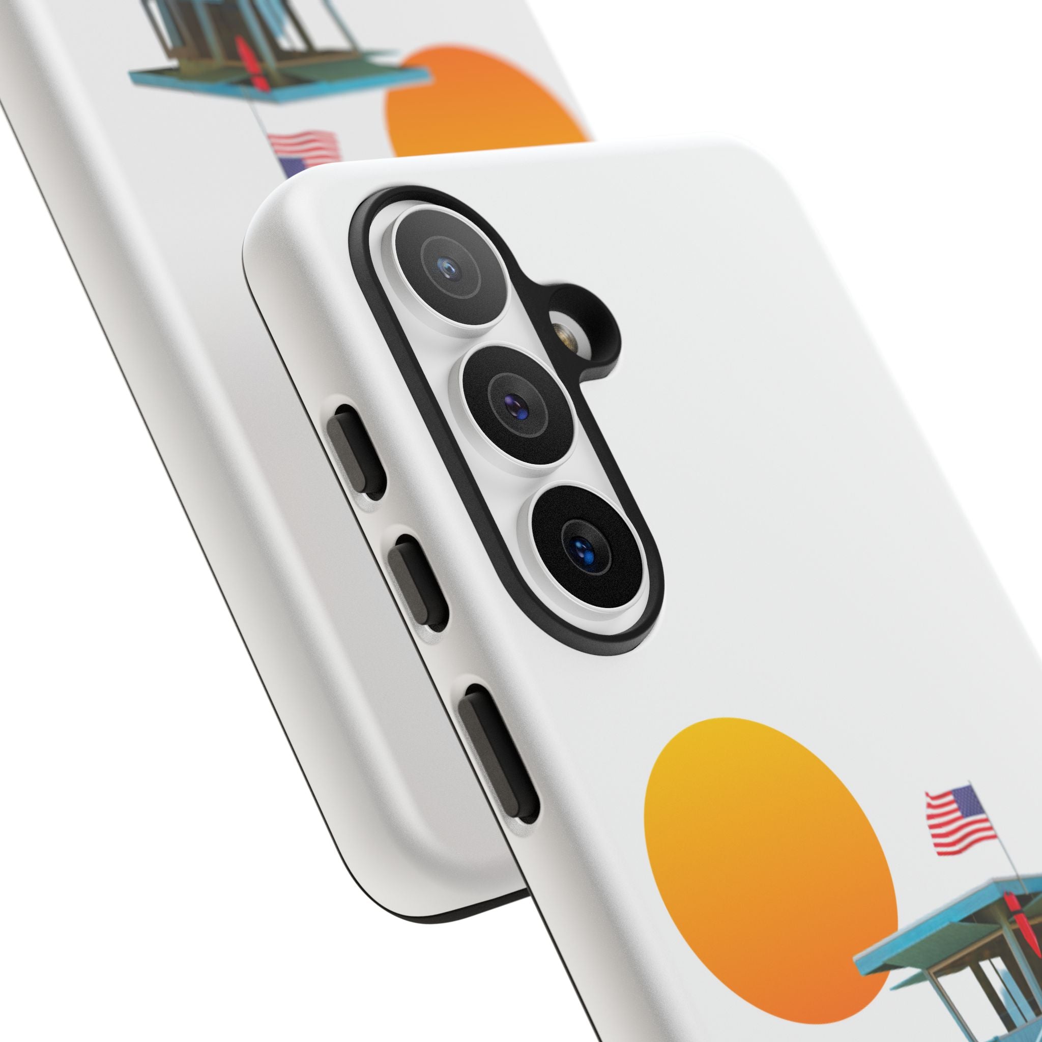South Bay Lifeguard Stand with American Flag Tough Phone Cases