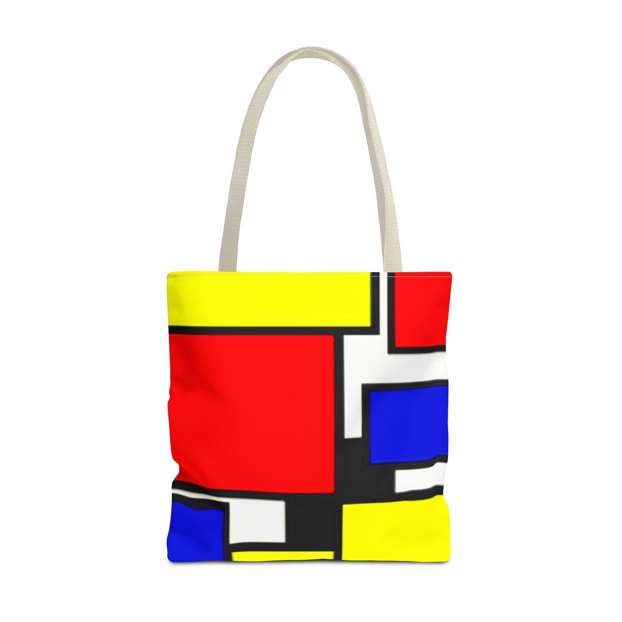C'mon Get Happy Primary Color Geometric Grid Tote Bag | 1970s Abstract Art