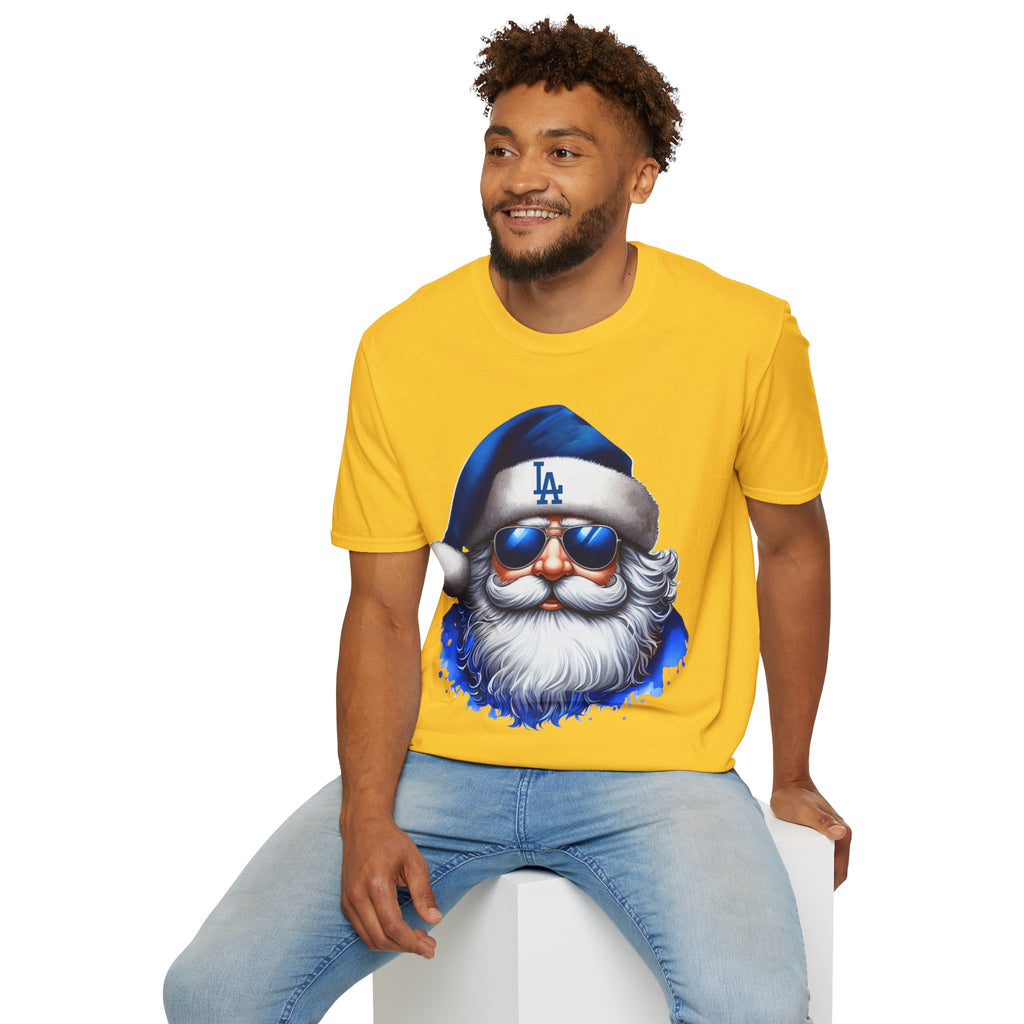 LA Dodgers Blue Santa T-Shirt — Cool Sunglasses Holiday Tee