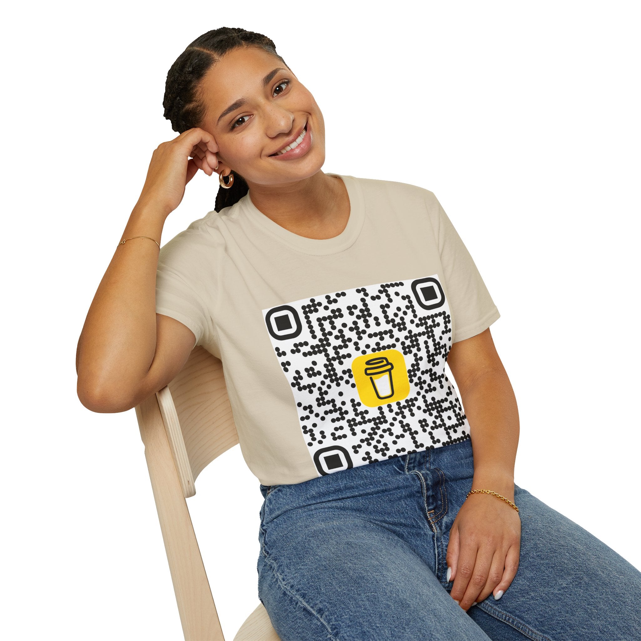 QR Code Coffee Cup T‑Shirt — Scan-to-Order Cafe Tee