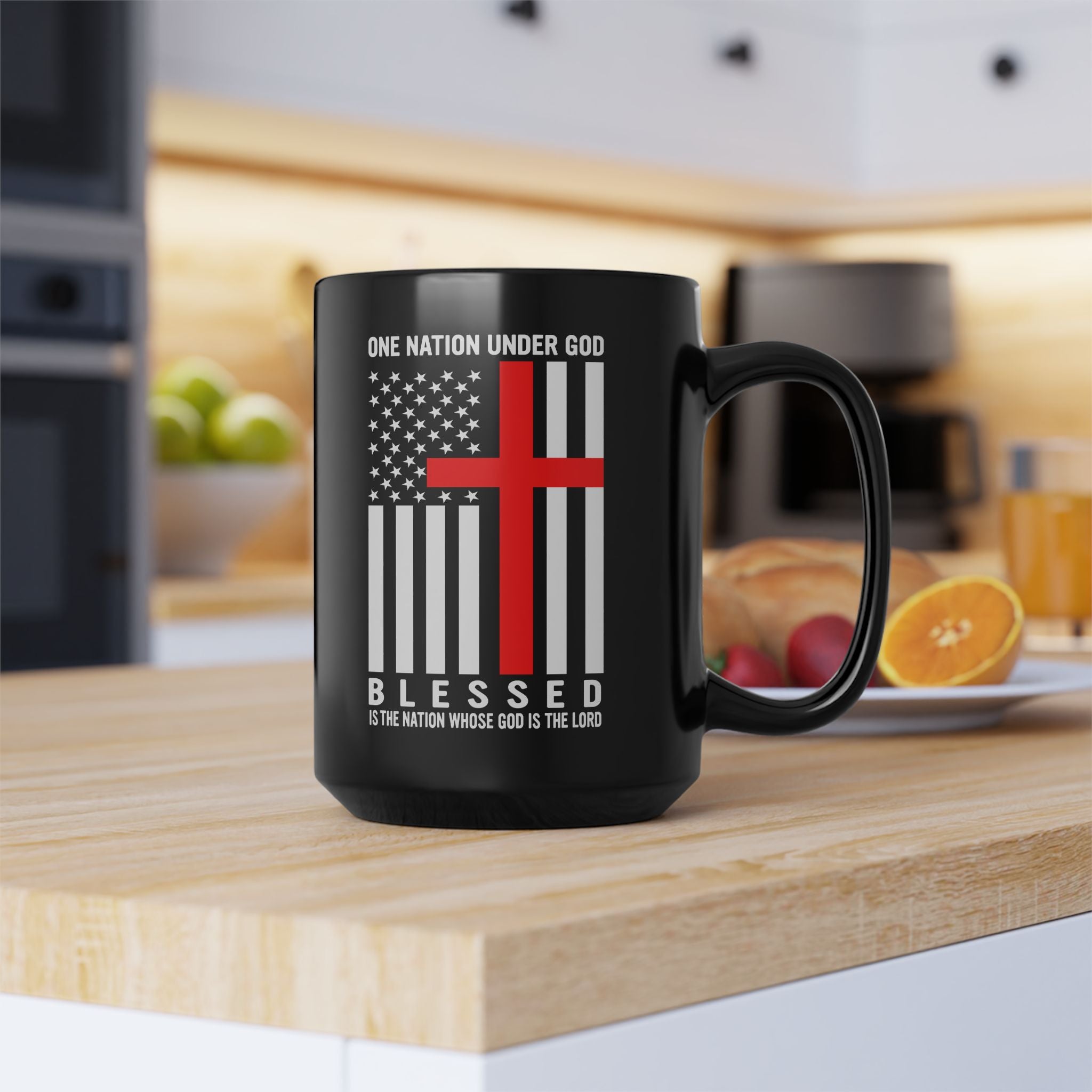 One Nation under God - Black Mug, 15oz