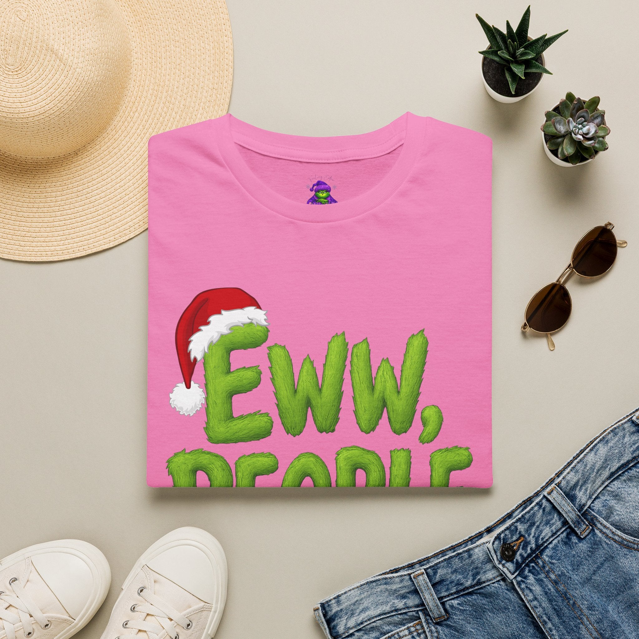 Eww, People T-Shirt | Funny Grinchy Santa Hat Holiday Tee
