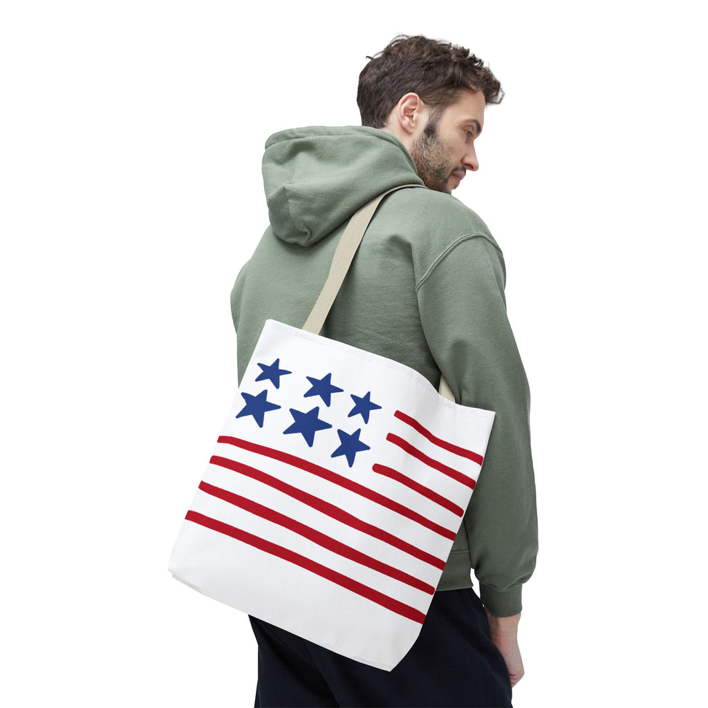 American Flag Stars & Stripes Tote Bag — Patriotic Canvas Beach Grocery Bag