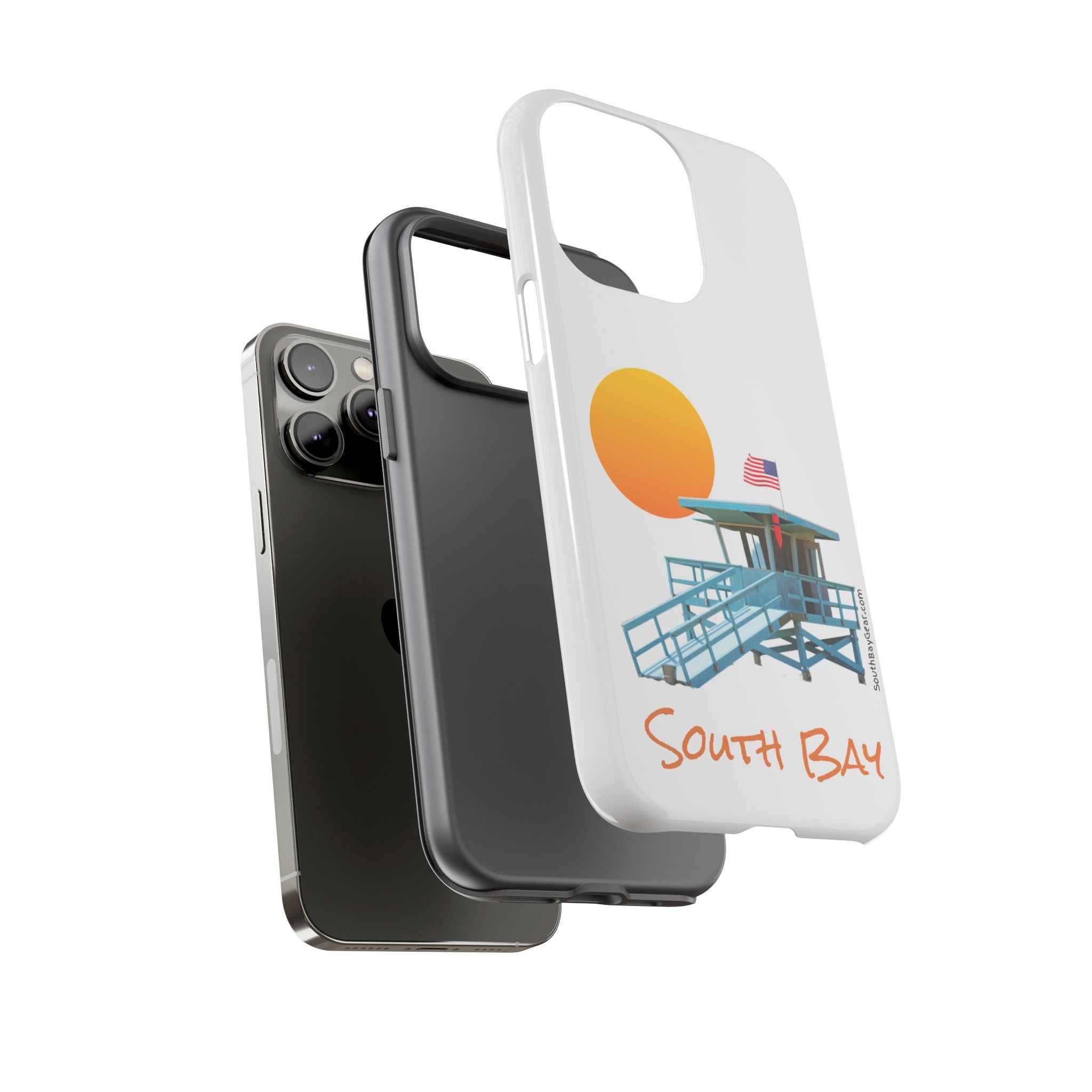 South Bay Lifeguard Stand with American Flag Tough Phone Cases