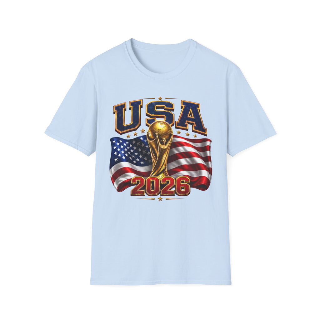 USA World Cup 2026 Soccer T-Shirt – American Flag & Trophy Design
