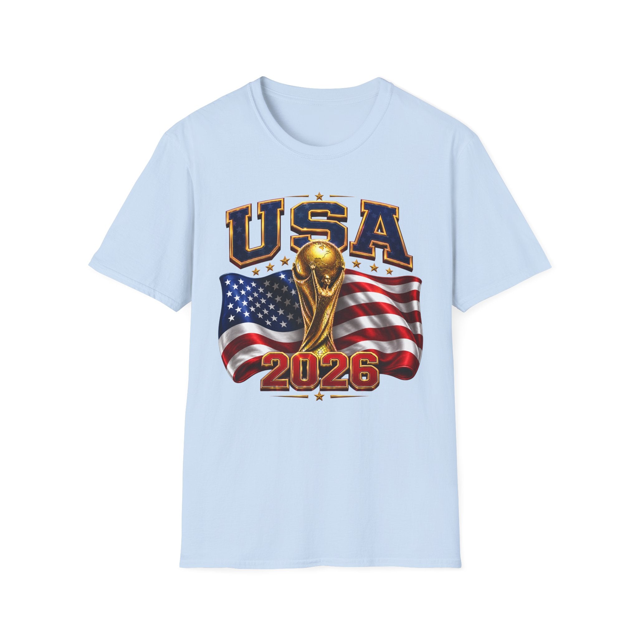 USA World Cup 2026 Soccer T-Shirt – American Flag & Trophy Design