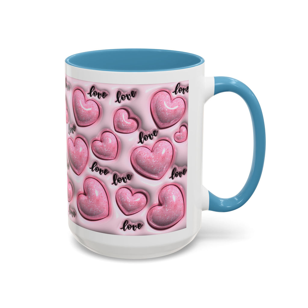 Pink Heart Pattern love Mug | Accent Coffee Mug 11oz 15oz