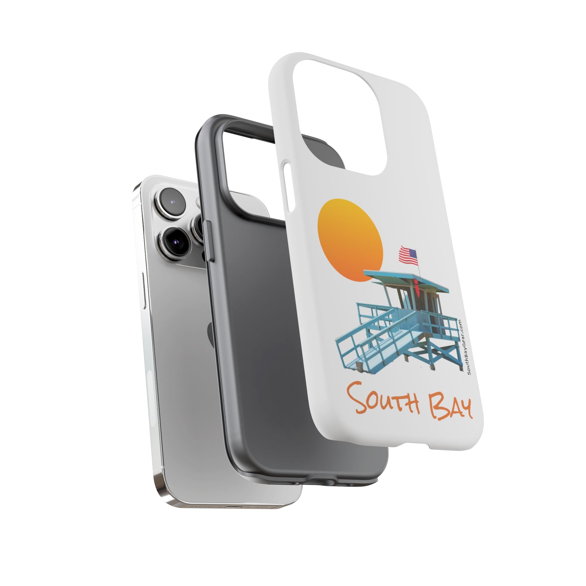 South Bay Lifeguard Stand with American Flag Tough Phone Cases