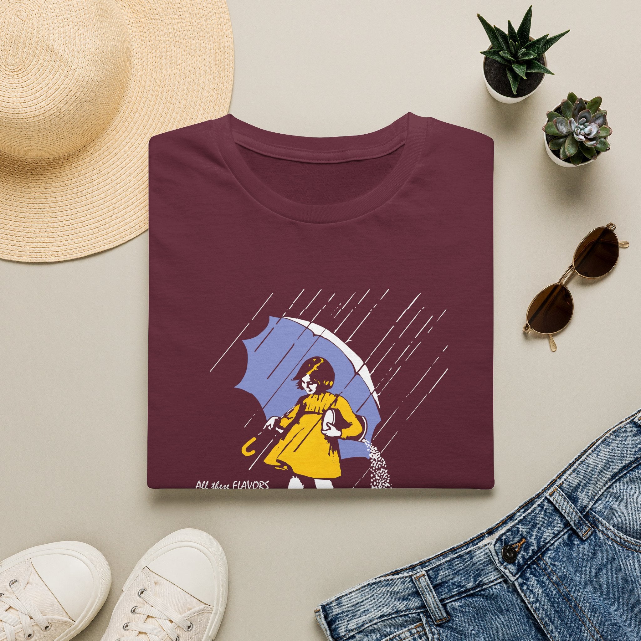 Salty Rainy Day Graphic T-Shirt — Girl with Umbrella Illustration