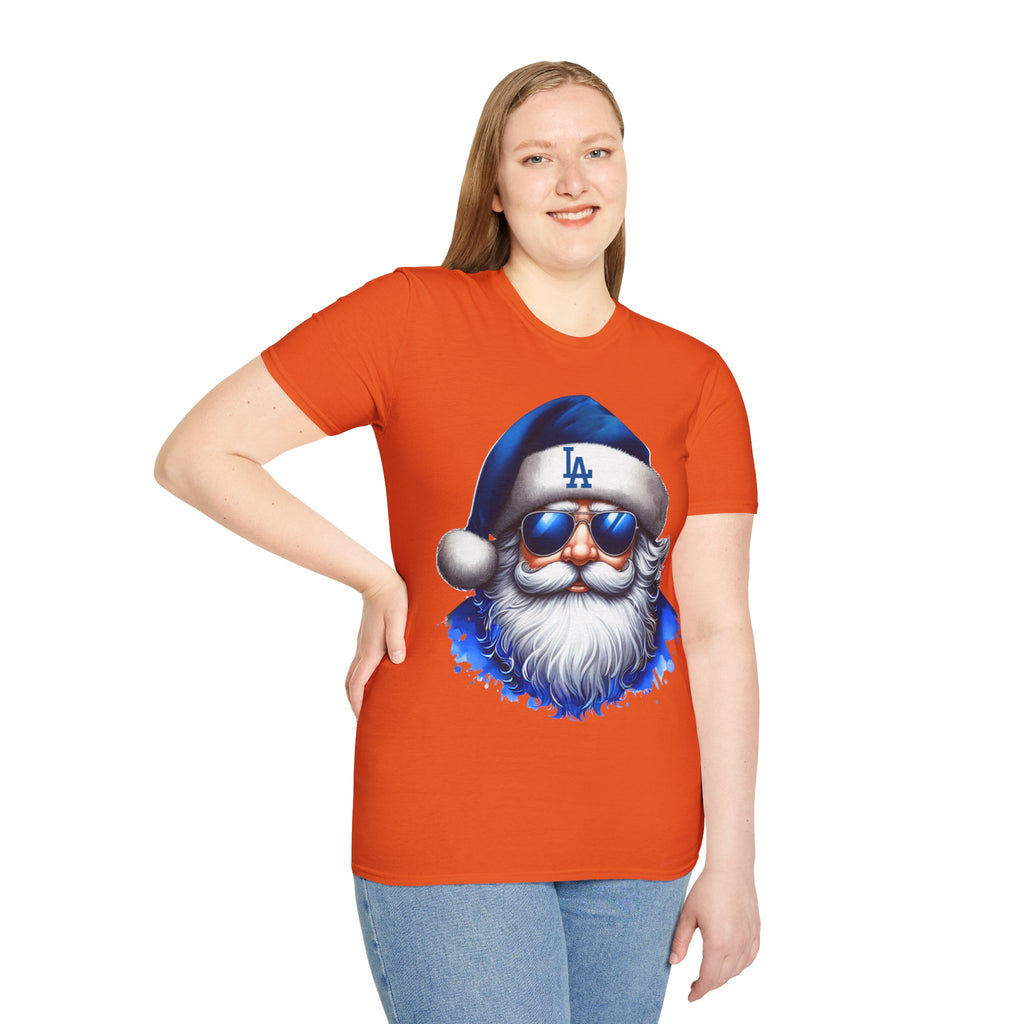 LA Dodgers Blue Santa T-Shirt — Cool Sunglasses Holiday Tee