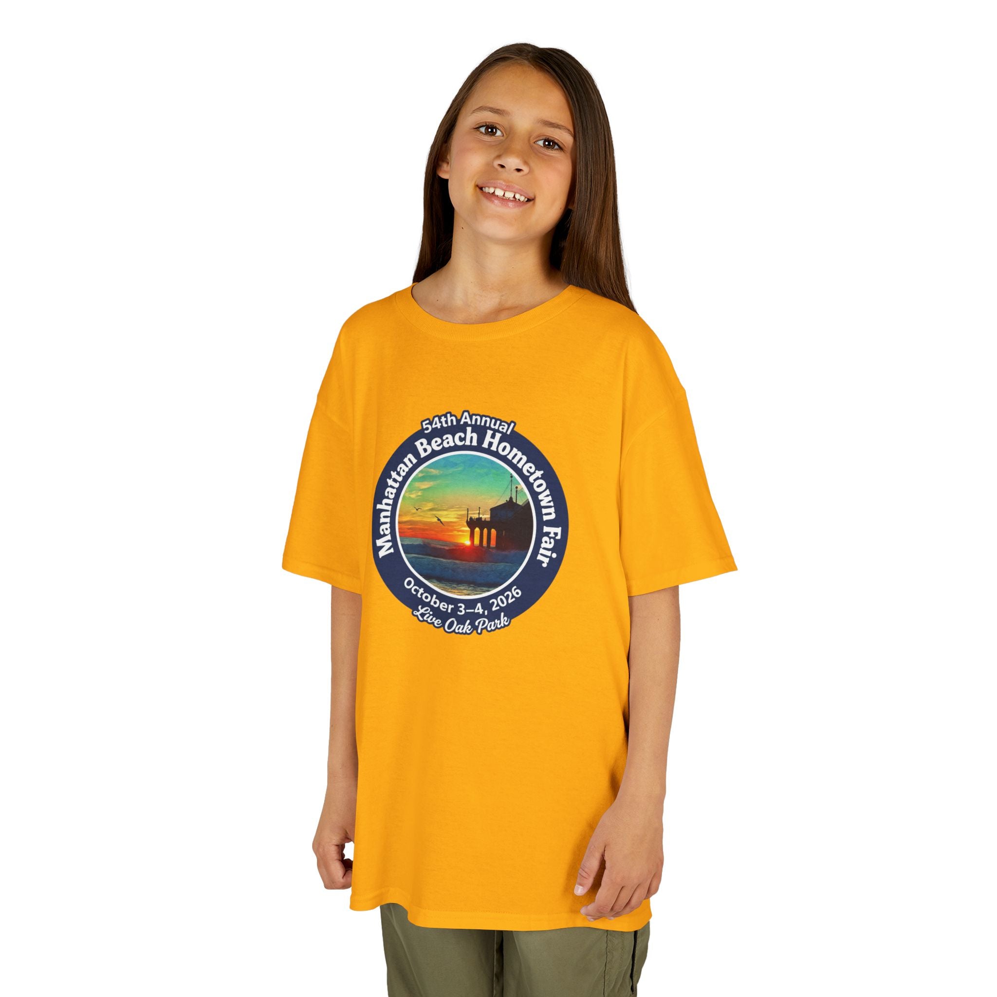 Kids Tee — Manhattan Beach Hometown Fair 2026 Sunset Logo