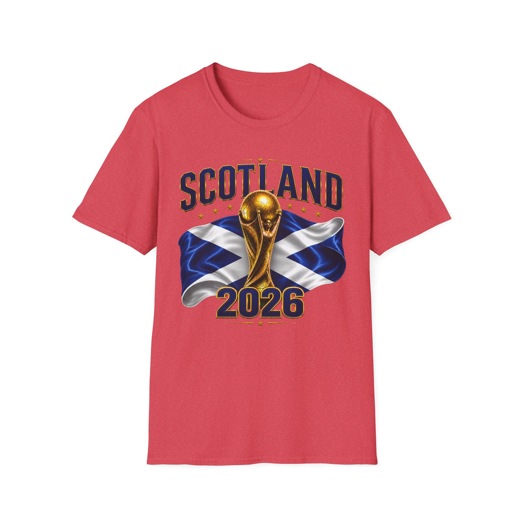 Scotland 2026 World Cup Soccer T-Shirt — Scottish Flag & Trophy Football Tee