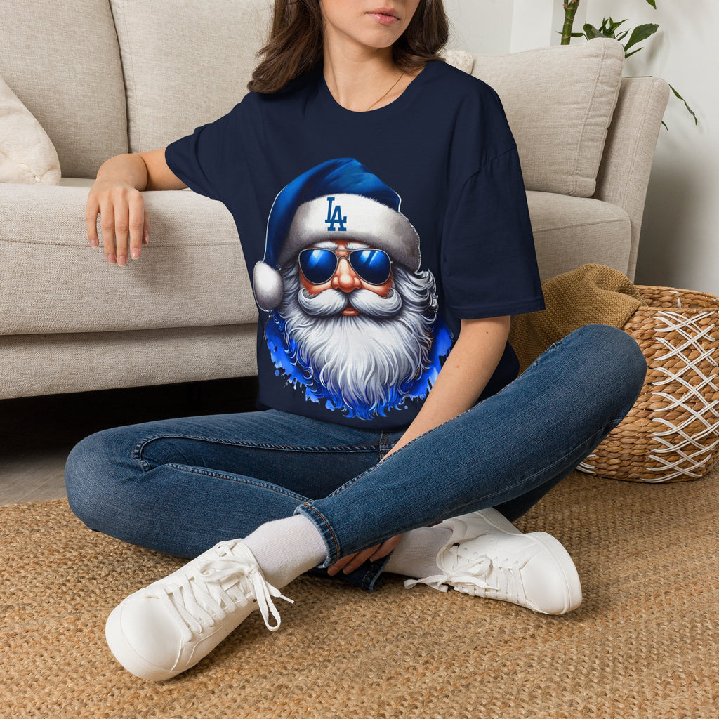 LA Dodgers Blue Santa T-Shirt — Cool Sunglasses Holiday Tee