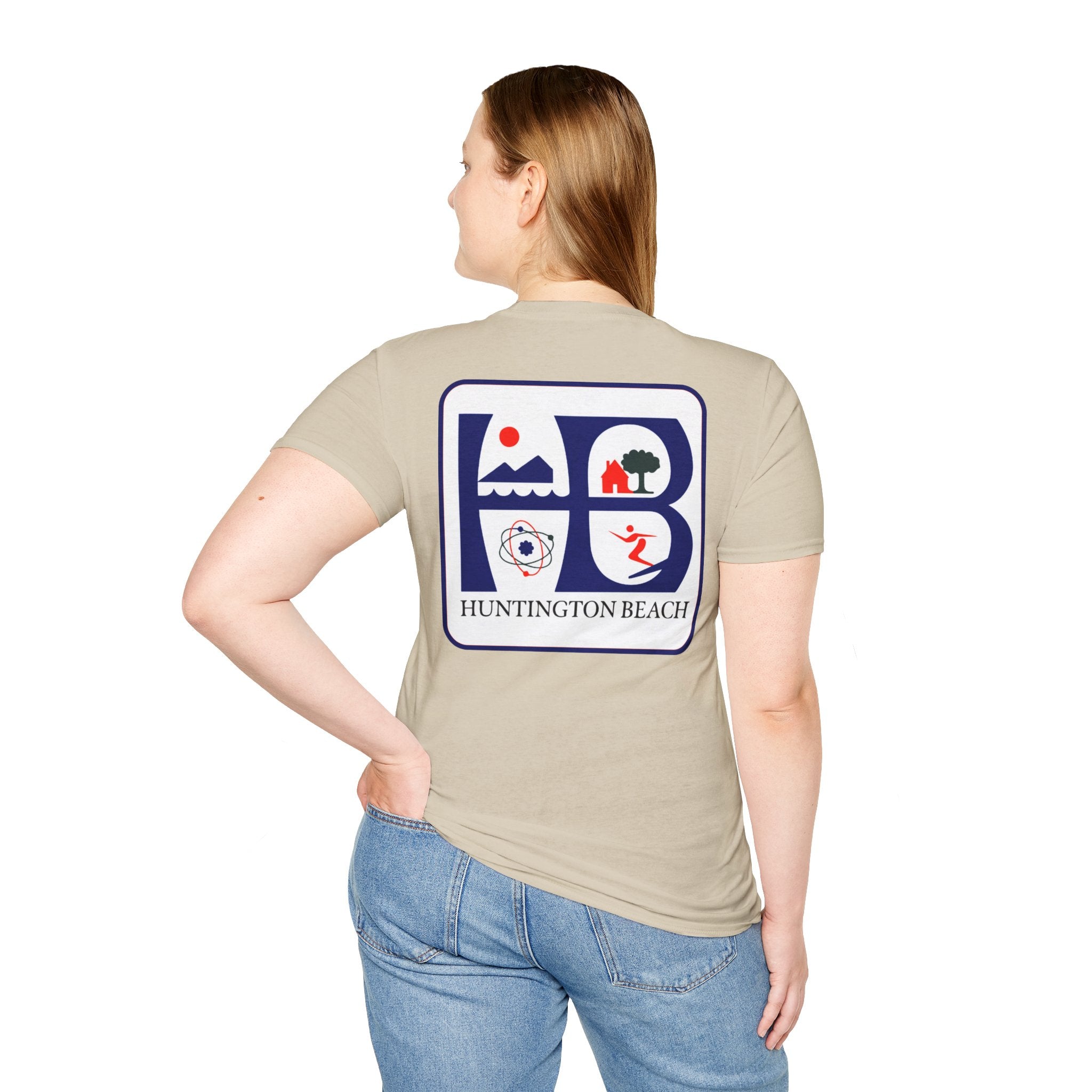 Huntington Beach Retro Logo T-Shirt — HB Surf & Sunset Tee (printed 3 side)