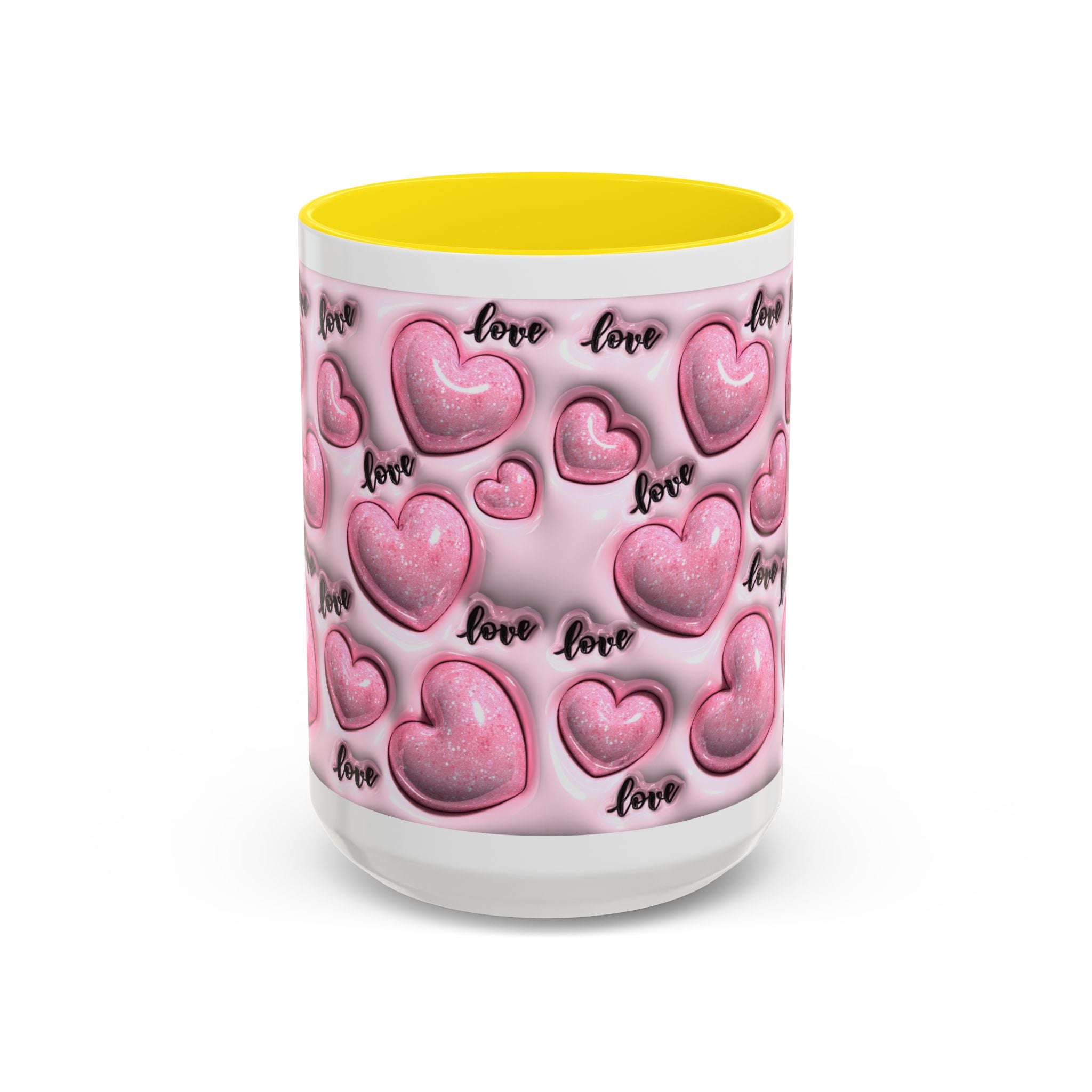 Pink Heart Pattern love Mug | Accent Coffee Mug 11oz 15oz