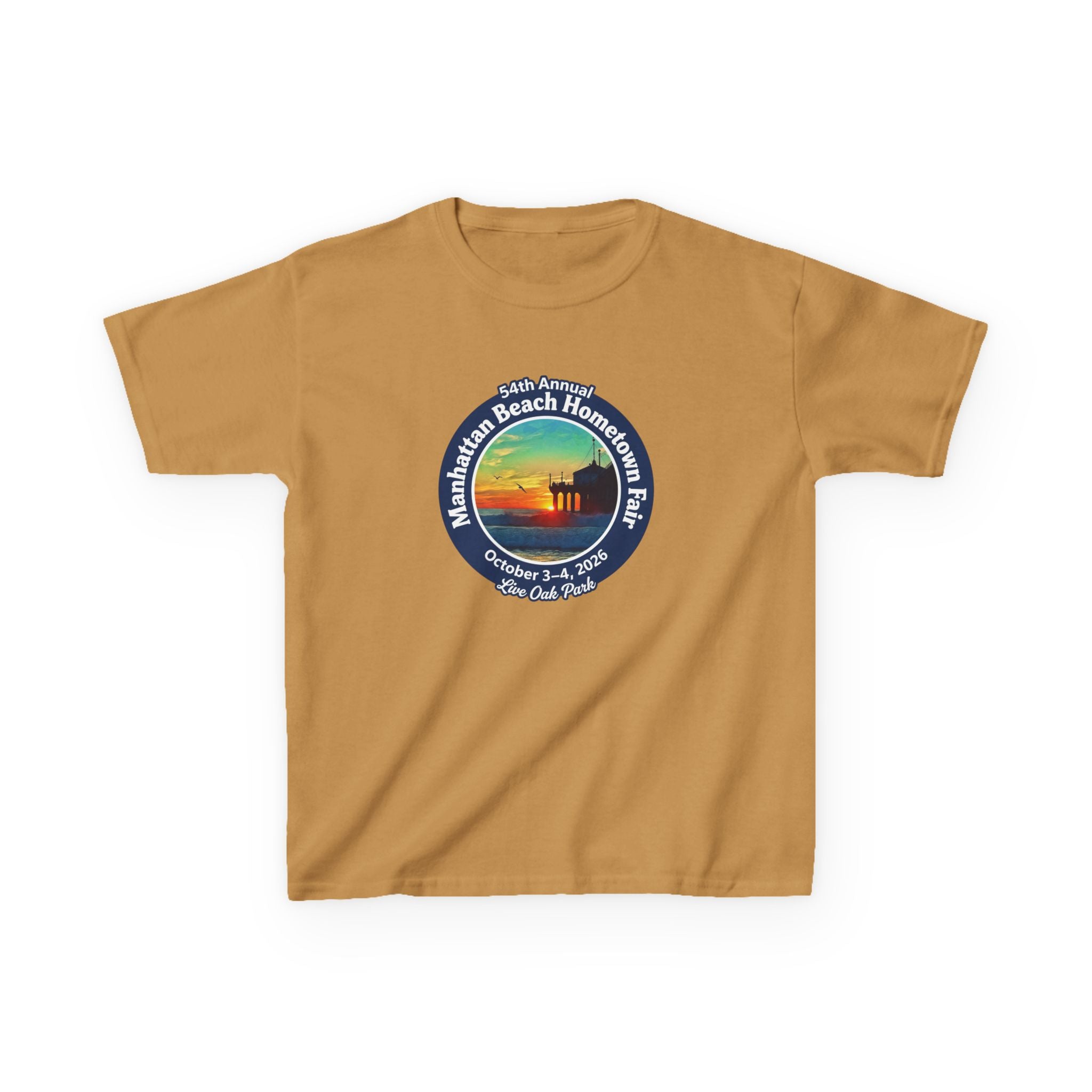 Kids Tee — Manhattan Beach Hometown Fair 2026 Sunset Logo
