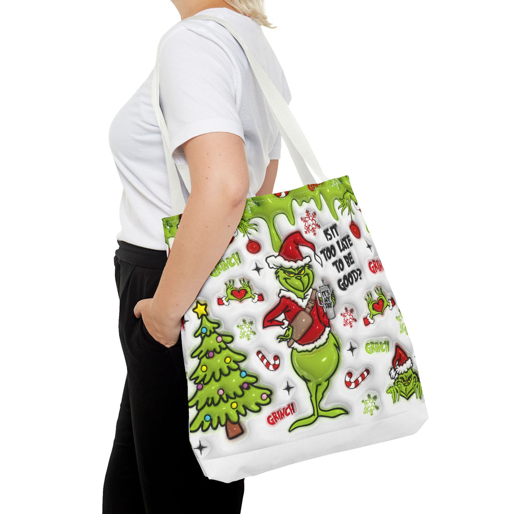 Christmas Tote Bag, Holiday Shopping Bag, Grinch Gift, Festive Reusable Bag, Cute Winter Accessory