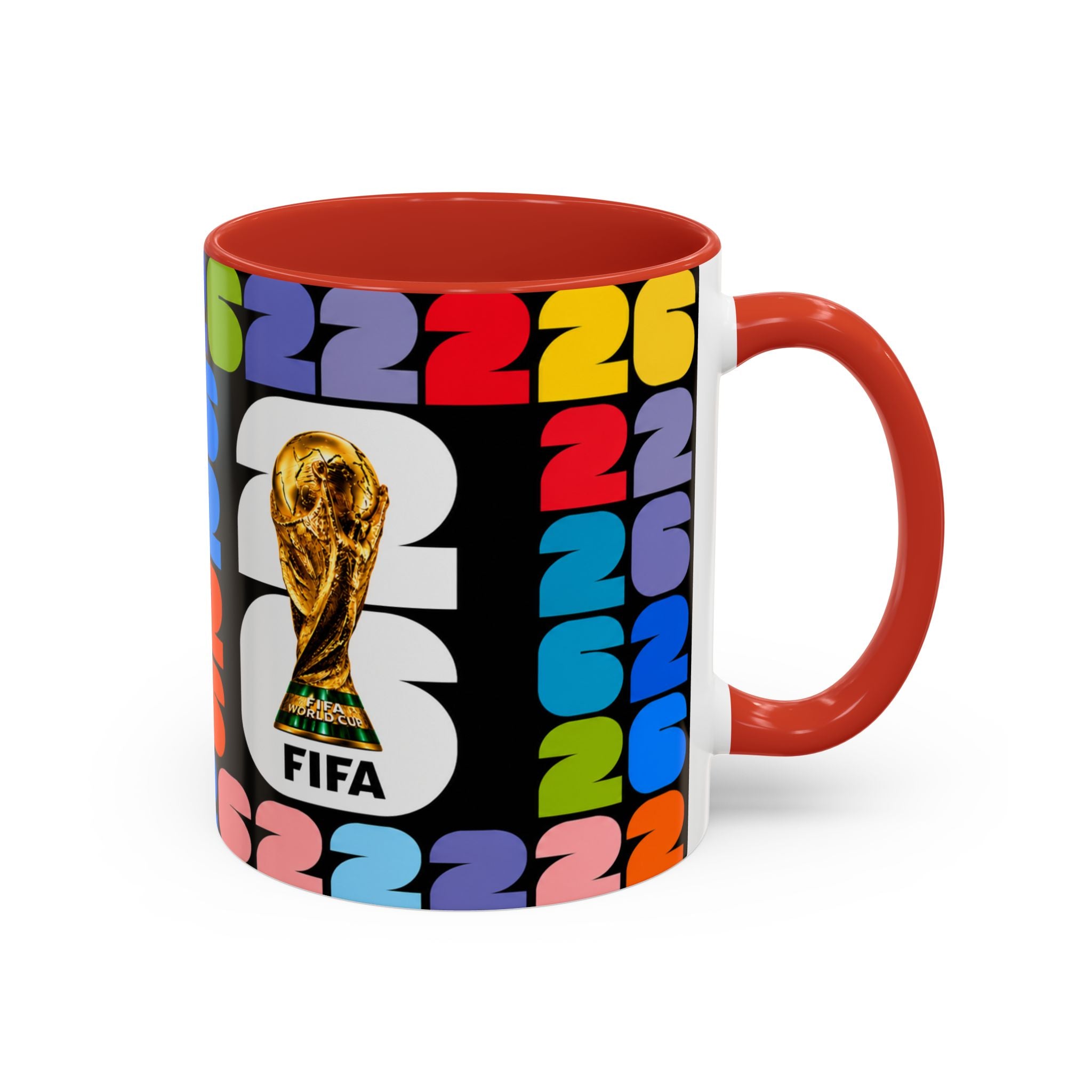 2026 World Cup Accent Coffee Mug – Colorful FIFA Trophy Design (11/15oz)