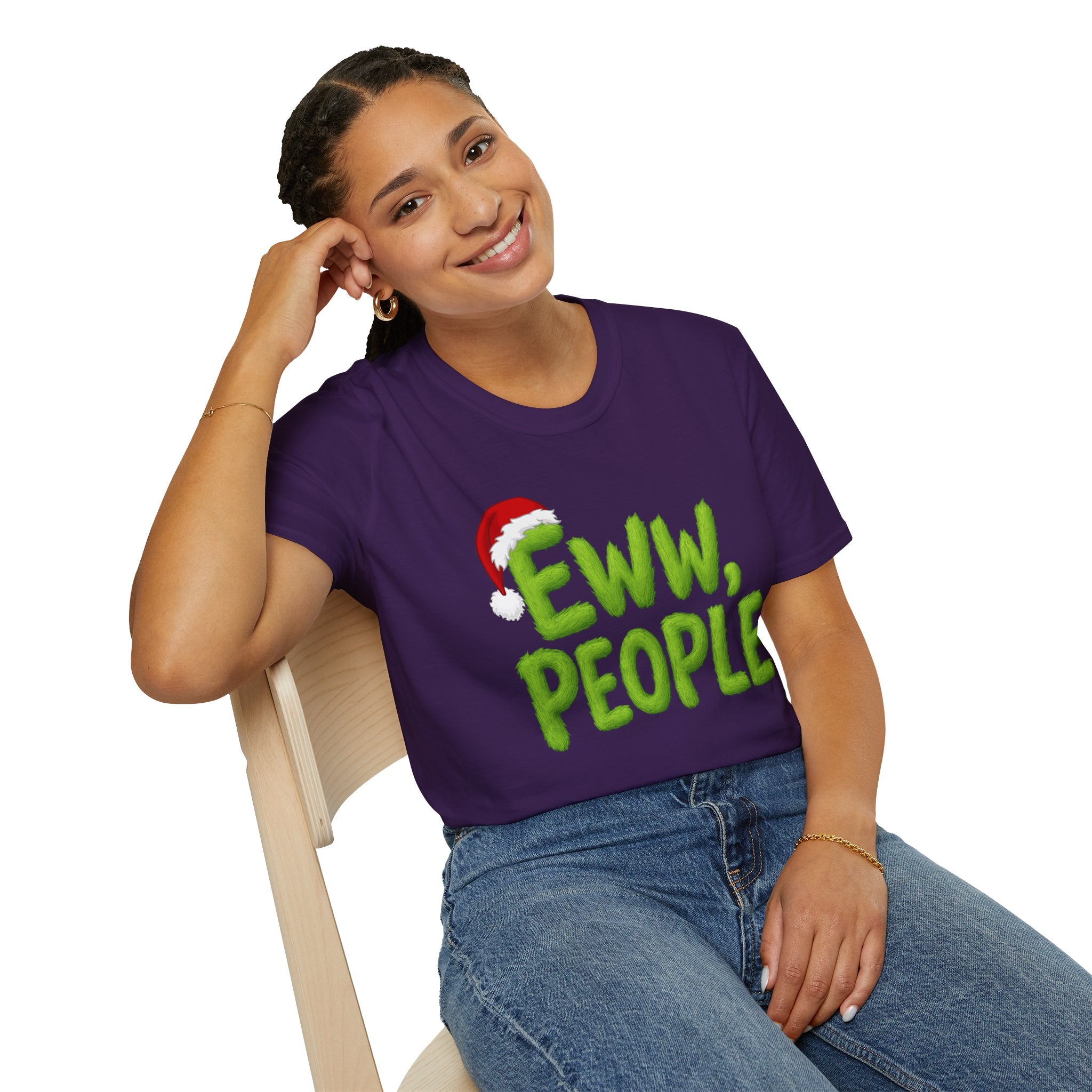 Eww, People T-Shirt | Funny Grinchy Santa Hat Holiday Tee