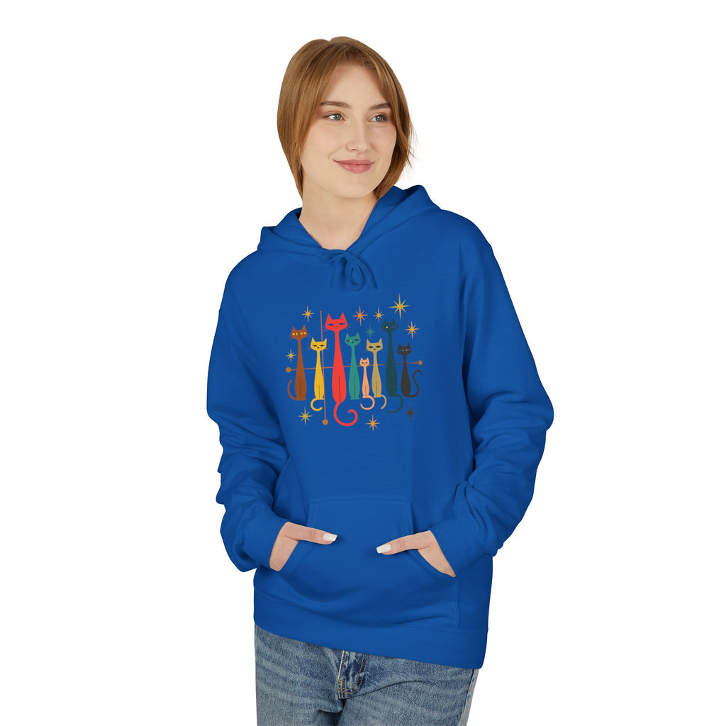 Retro Long Cats hoodie | Colorful Cat Illustration (printed front and back)