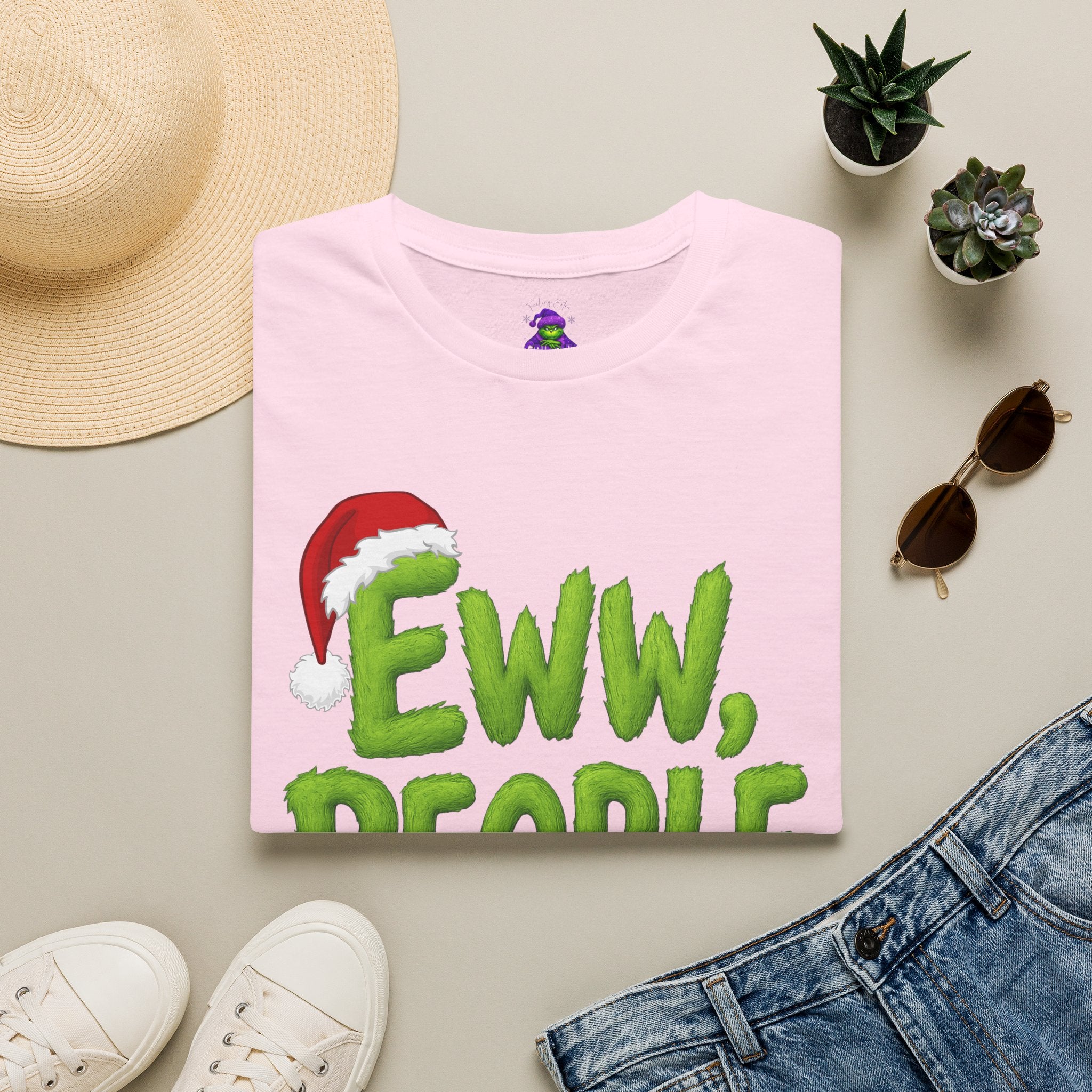 Eww, People T-Shirt | Funny Grinchy Santa Hat Holiday Tee