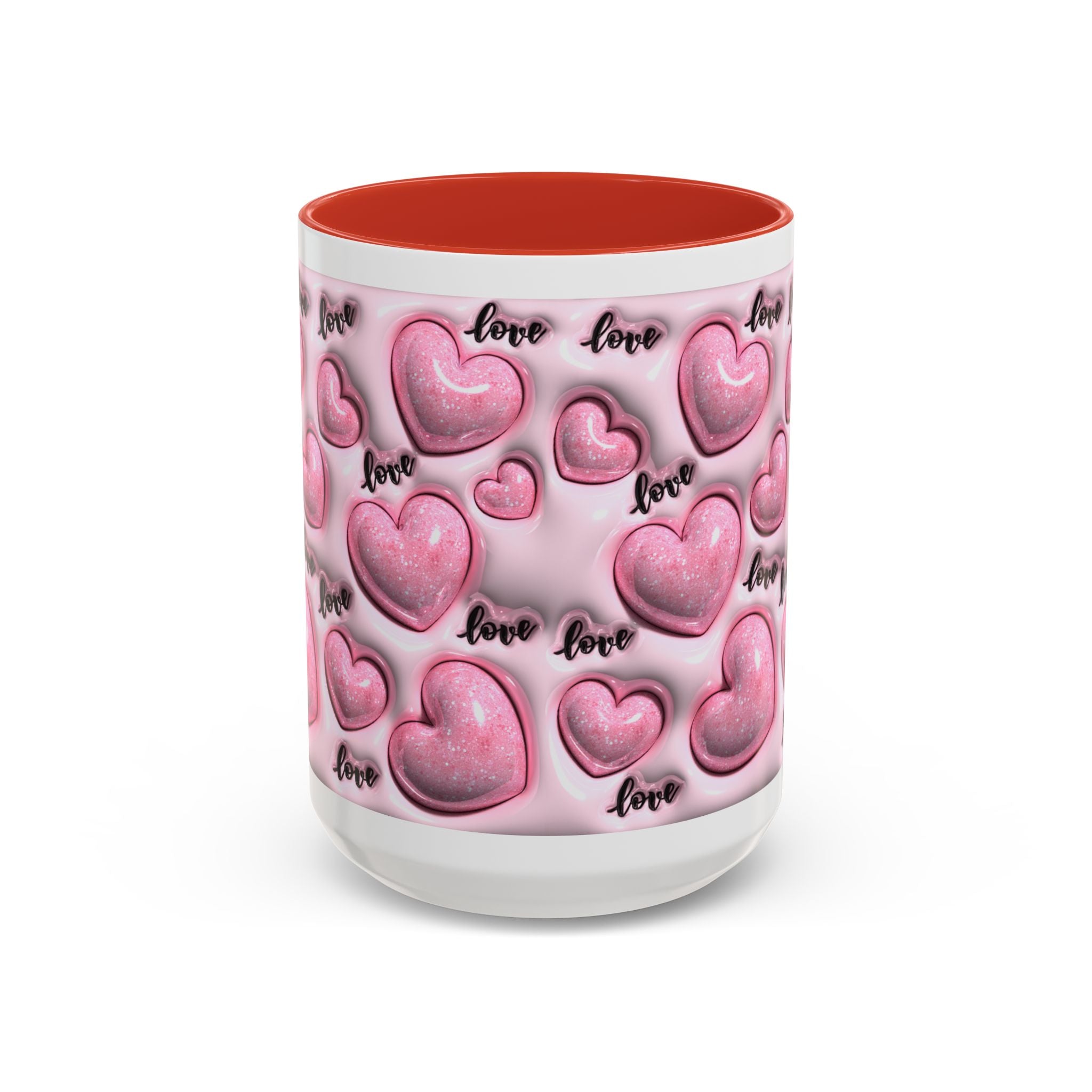 Pink Heart Pattern love Mug | Accent Coffee Mug 11oz 15oz