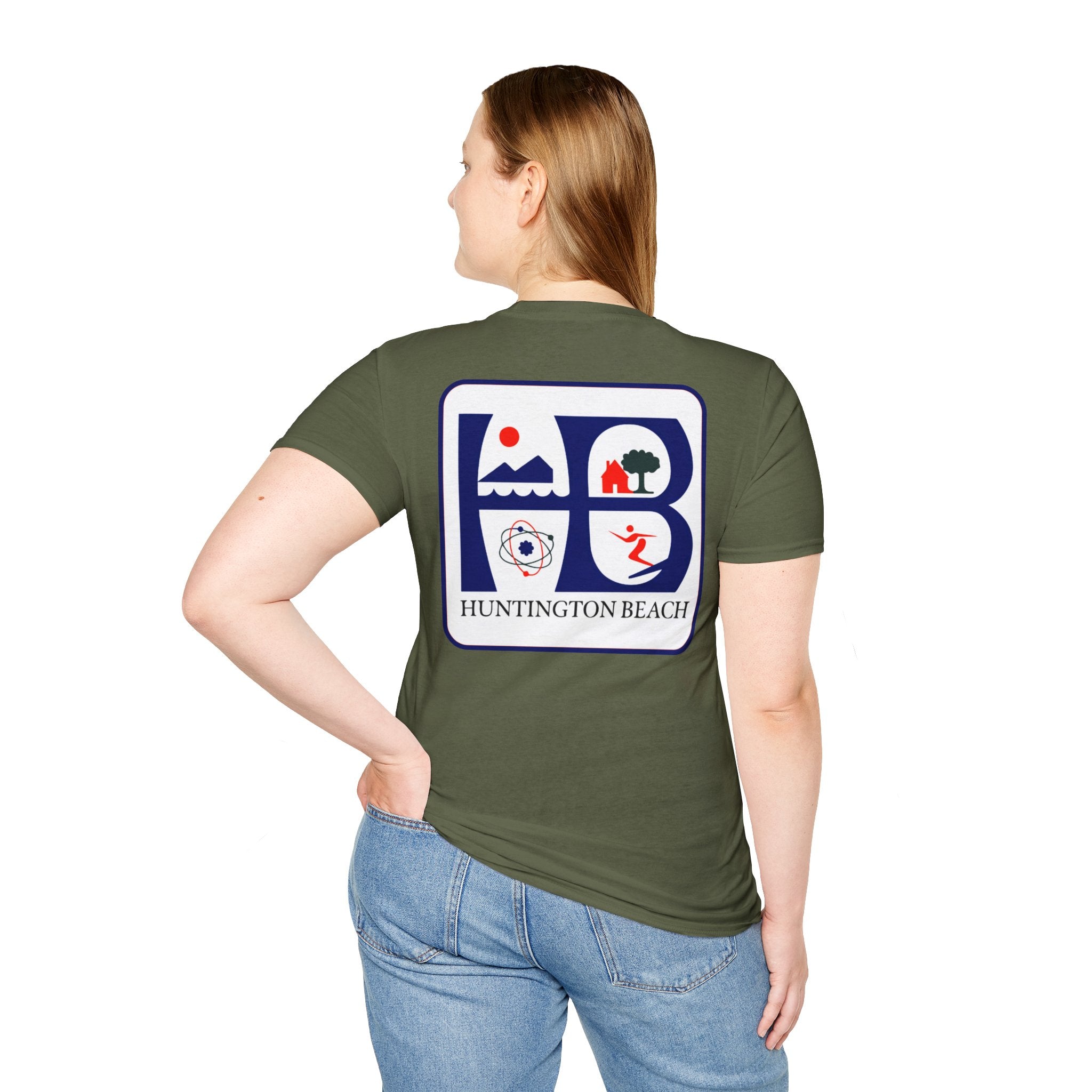 Huntington Beach Retro Logo T-Shirt — HB Surf & Sunset Tee (printed 3 side)