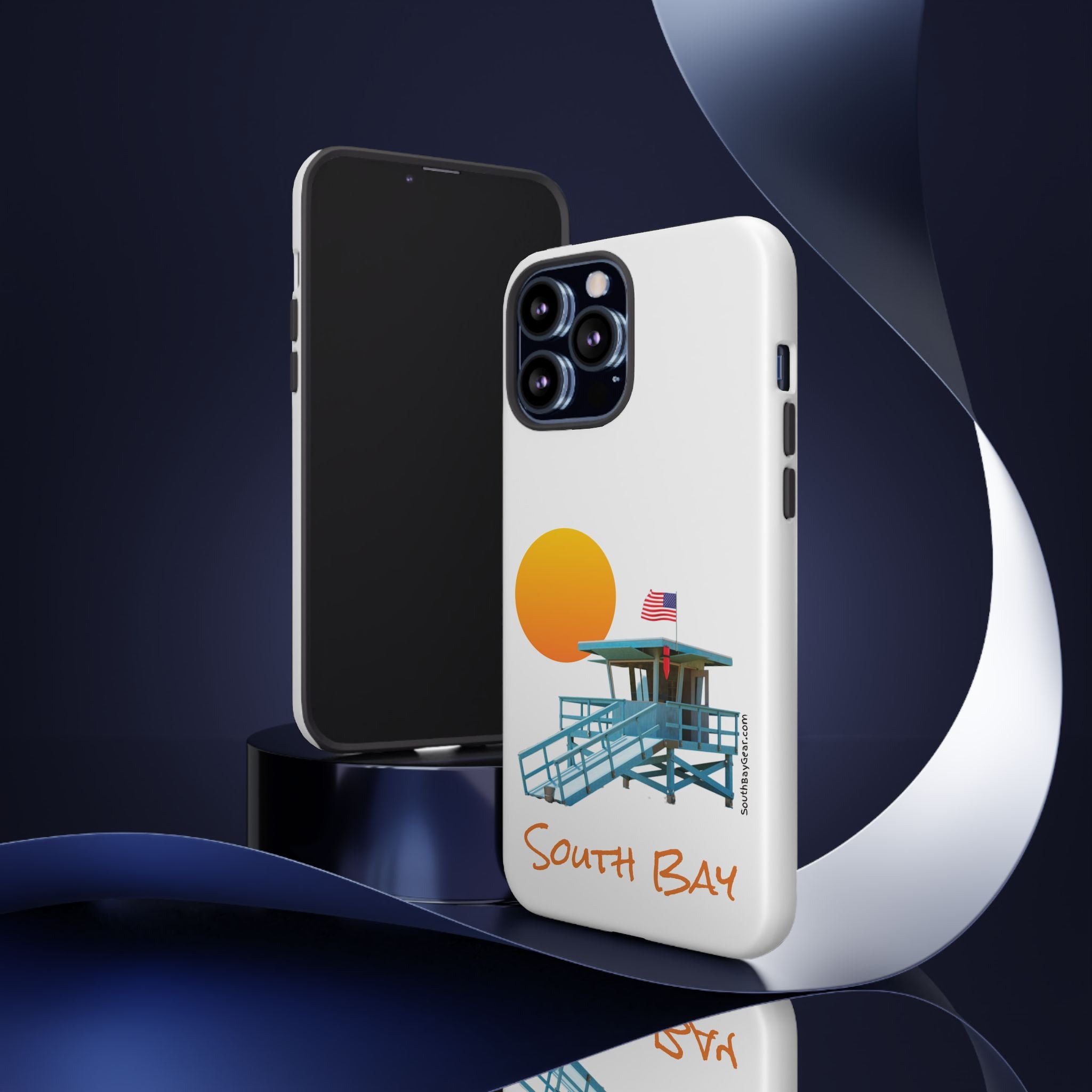 South Bay Lifeguard Stand with American Flag Tough Phone Cases