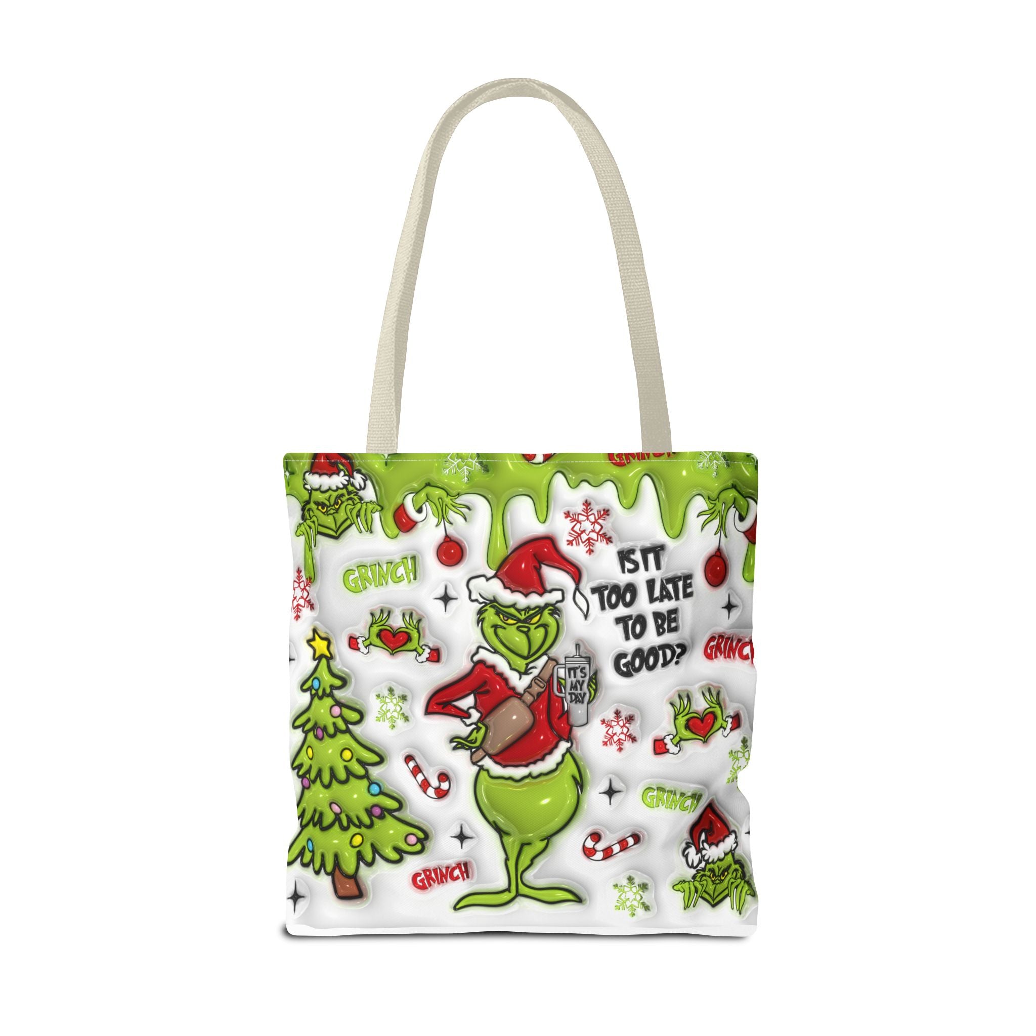 Christmas Tote Bag, Holiday Shopping Bag, Grinch Gift, Festive Reusable Bag, Cute Winter Accessory