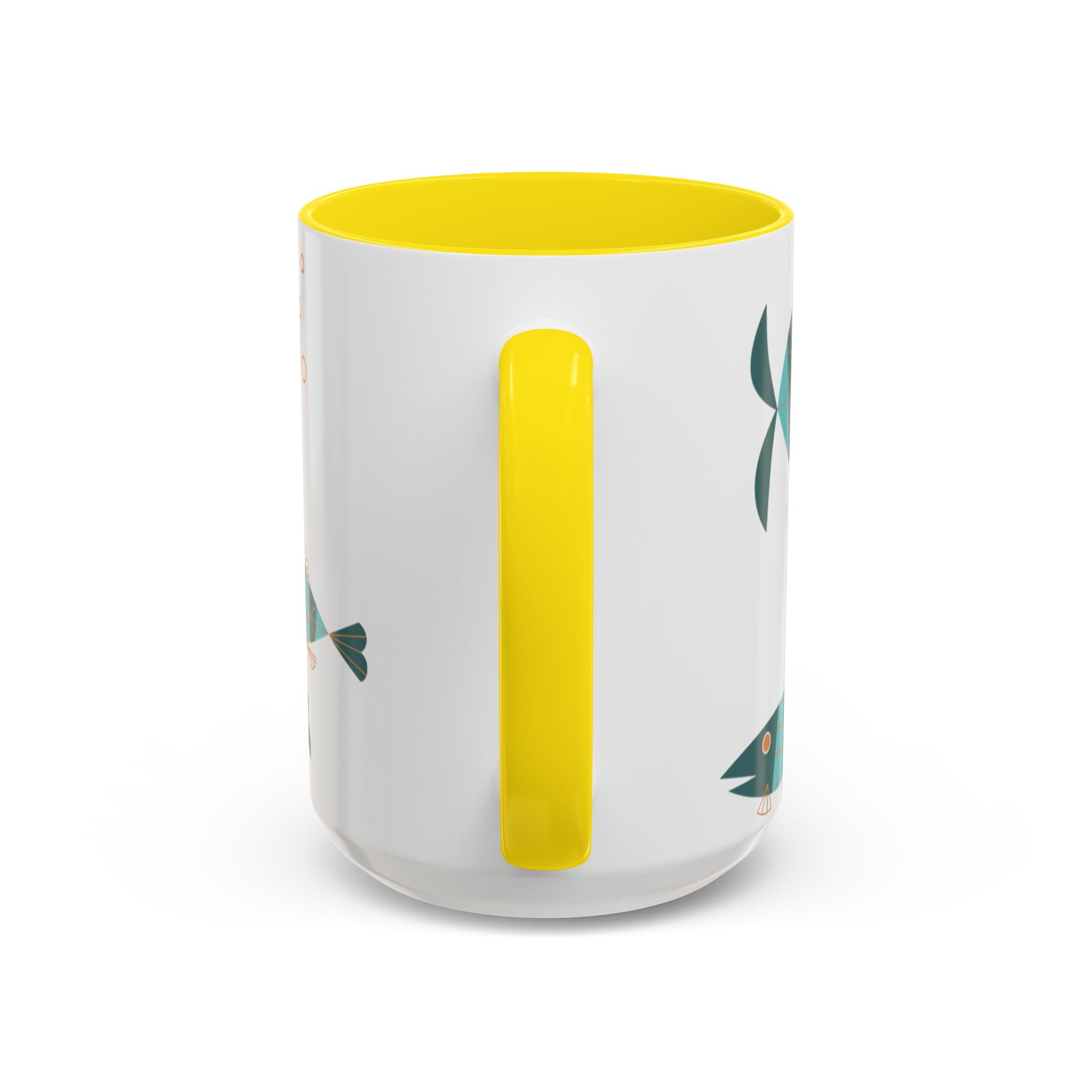 Metlox Pottery Teal Geometric Fish Mug | Accent Coffee Mug