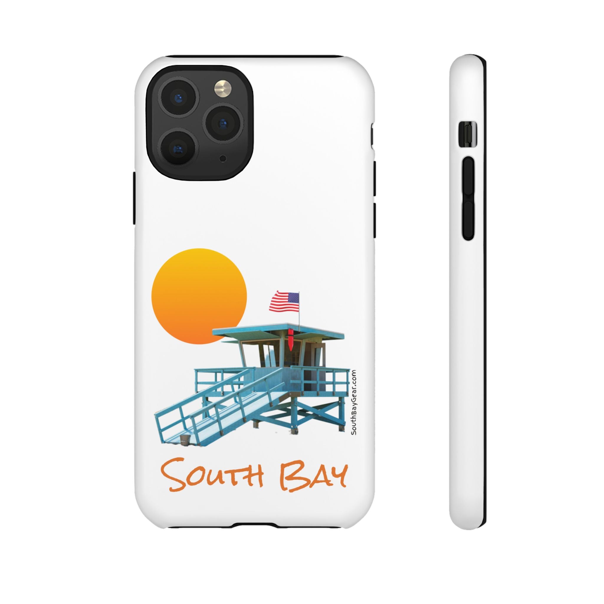 South Bay Lifeguard Stand with American Flag Tough Phone Cases