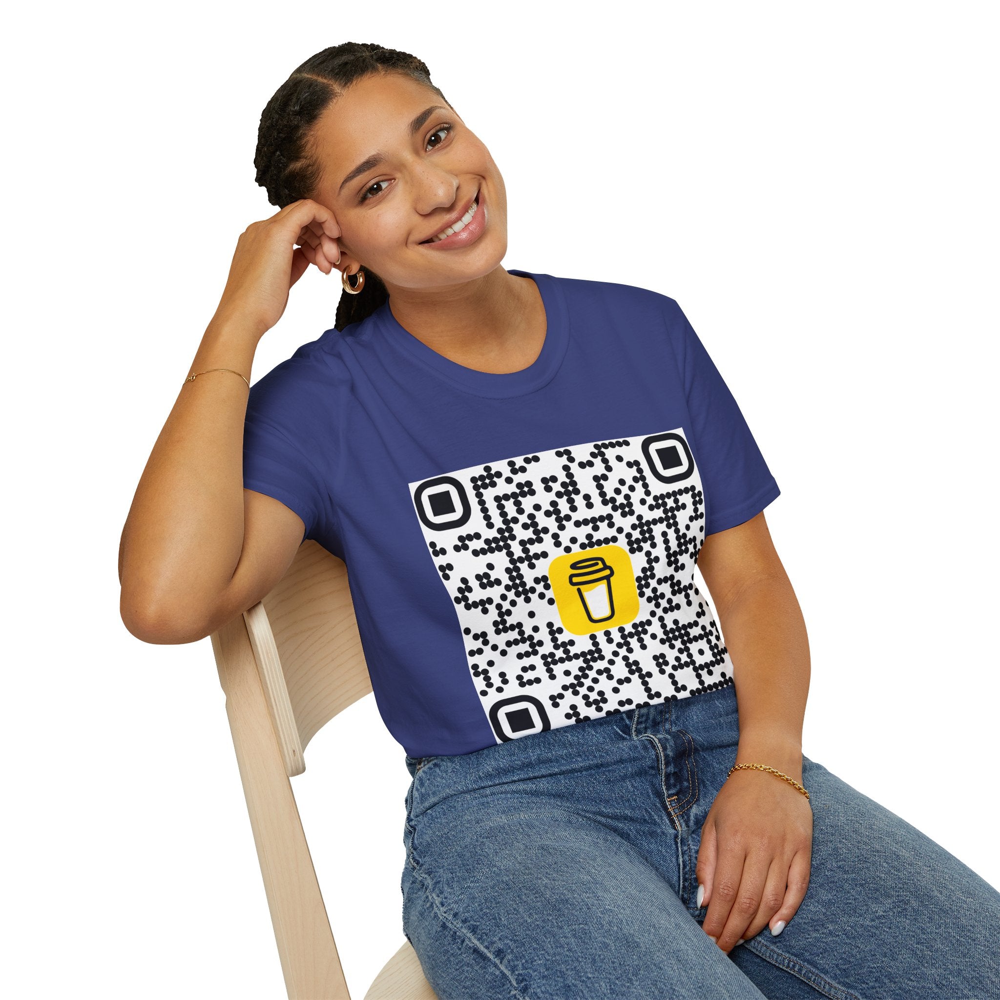 QR Code Coffee Cup T‑Shirt — Scan-to-Order Cafe Tee