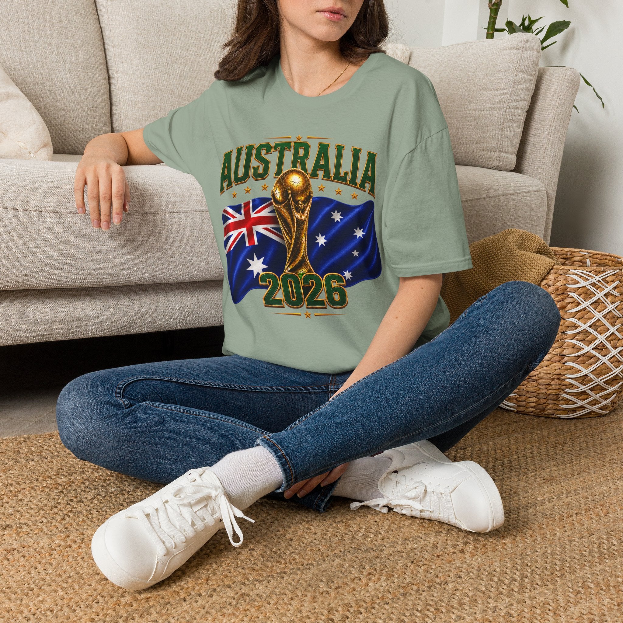 Australia 2026 Soccer World Cup T-Shirt — Aussie Flag & Trophy Design