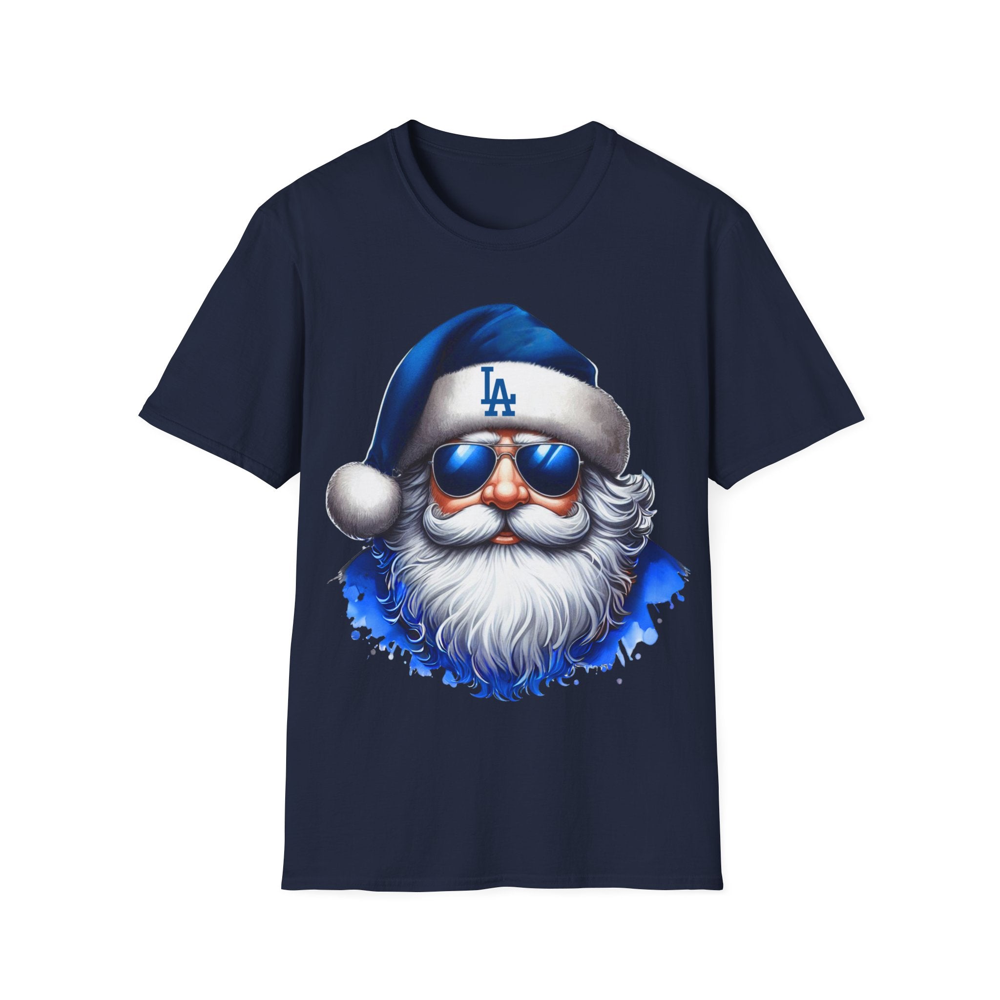 Blue Los Angeles Doyers Santa Tee | Santa Hat Graphic T-Shirt #Doyers