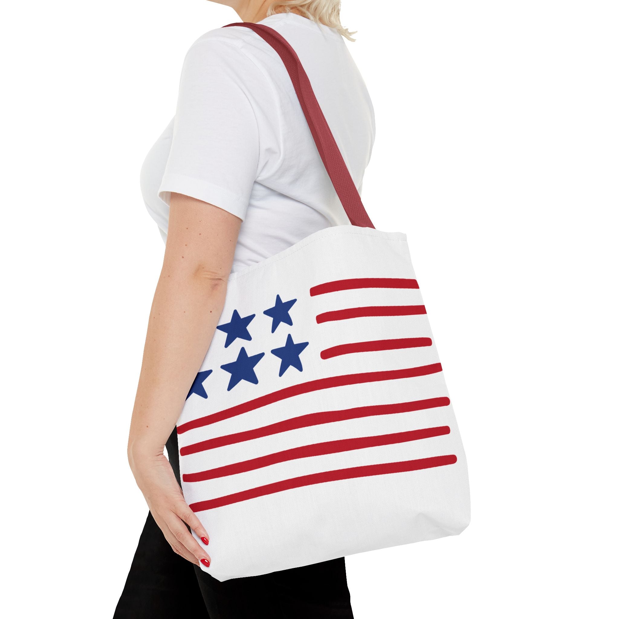 American Flag Stars & Stripes Tote Bag — Patriotic Canvas Beach Grocery Bag