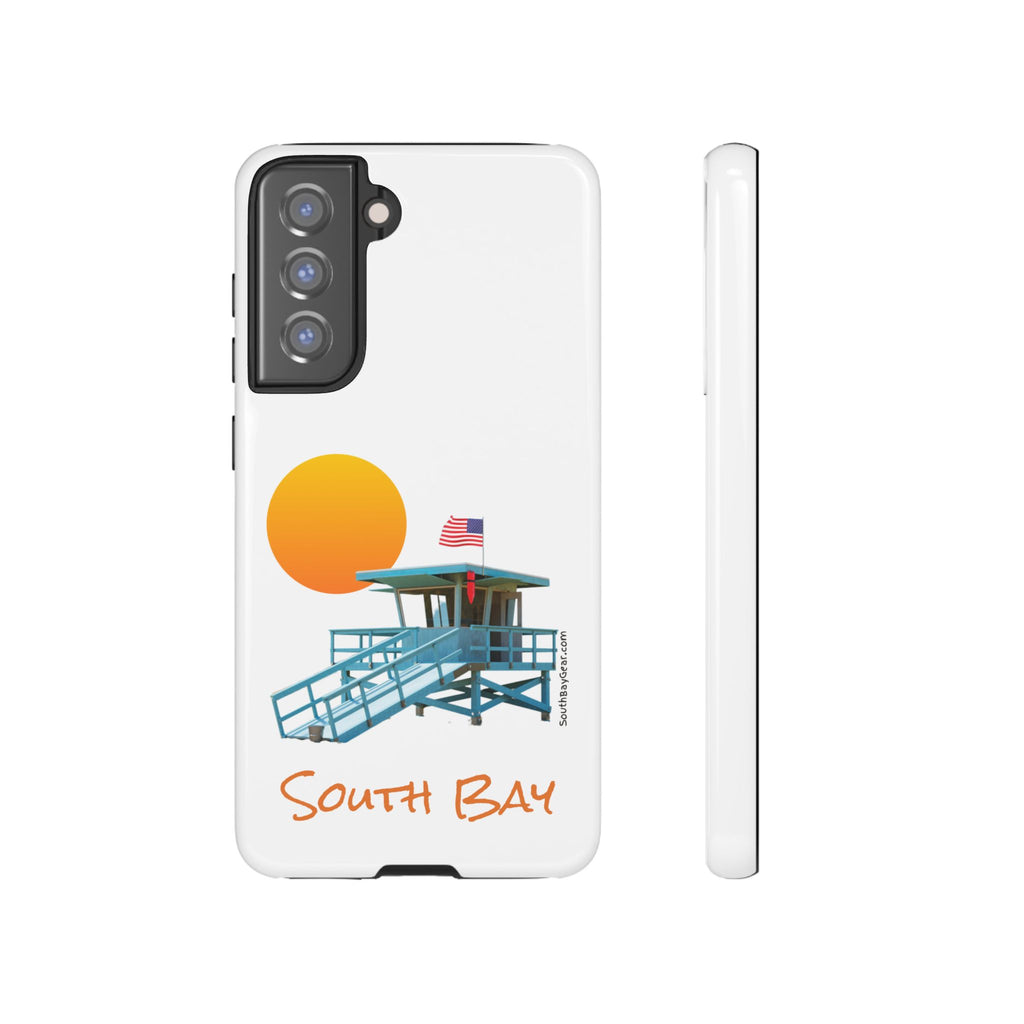 South Bay Lifeguard Stand with American Flag Tough Phone Cases