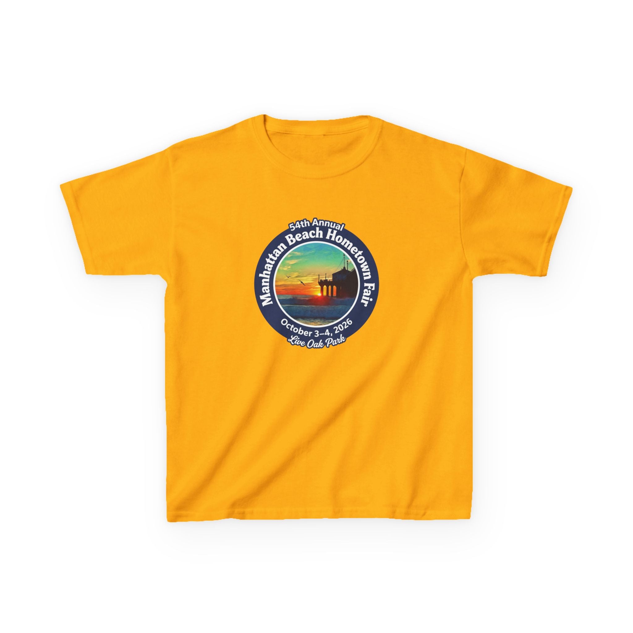 Kids Tee — Manhattan Beach Hometown Fair 2026 Sunset Logo