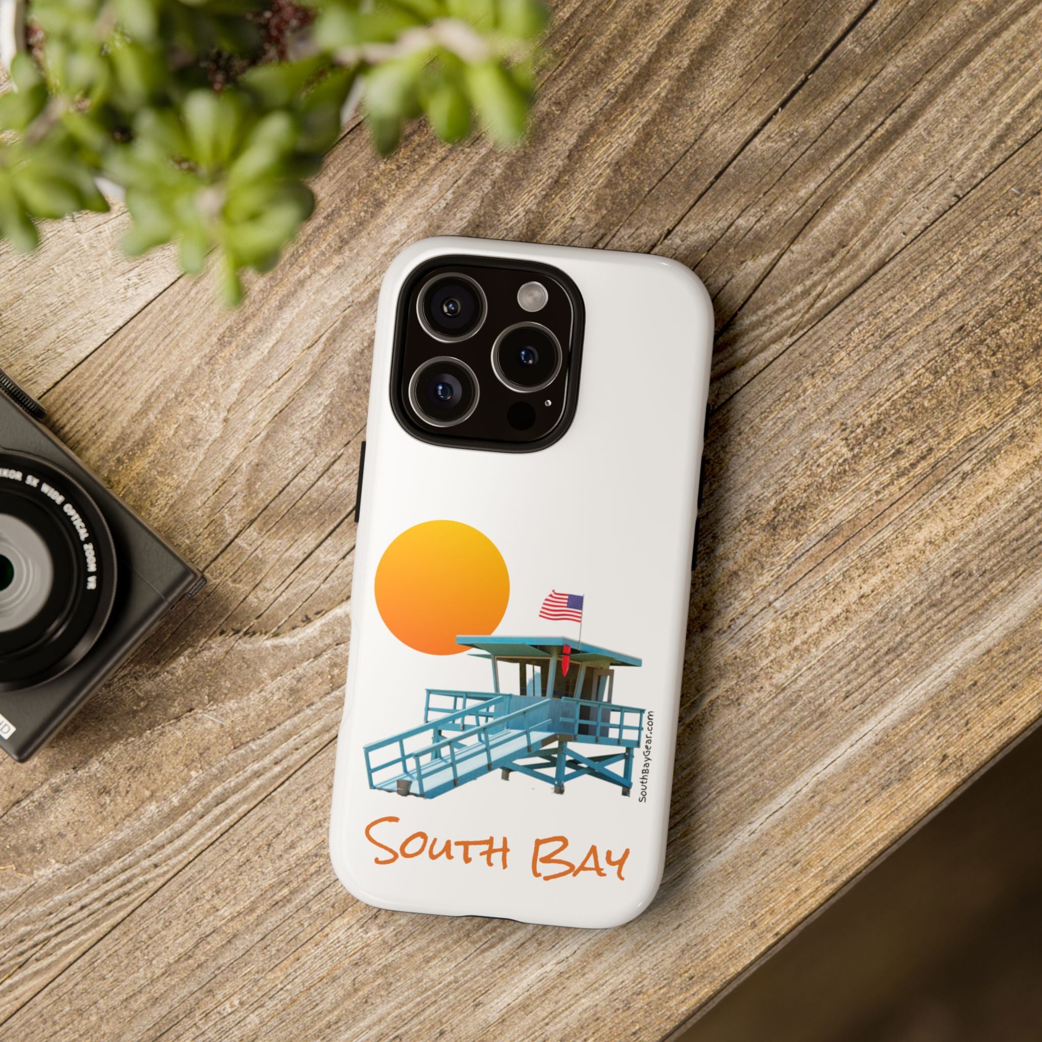 South Bay Lifeguard Stand with American Flag Tough Phone Cases