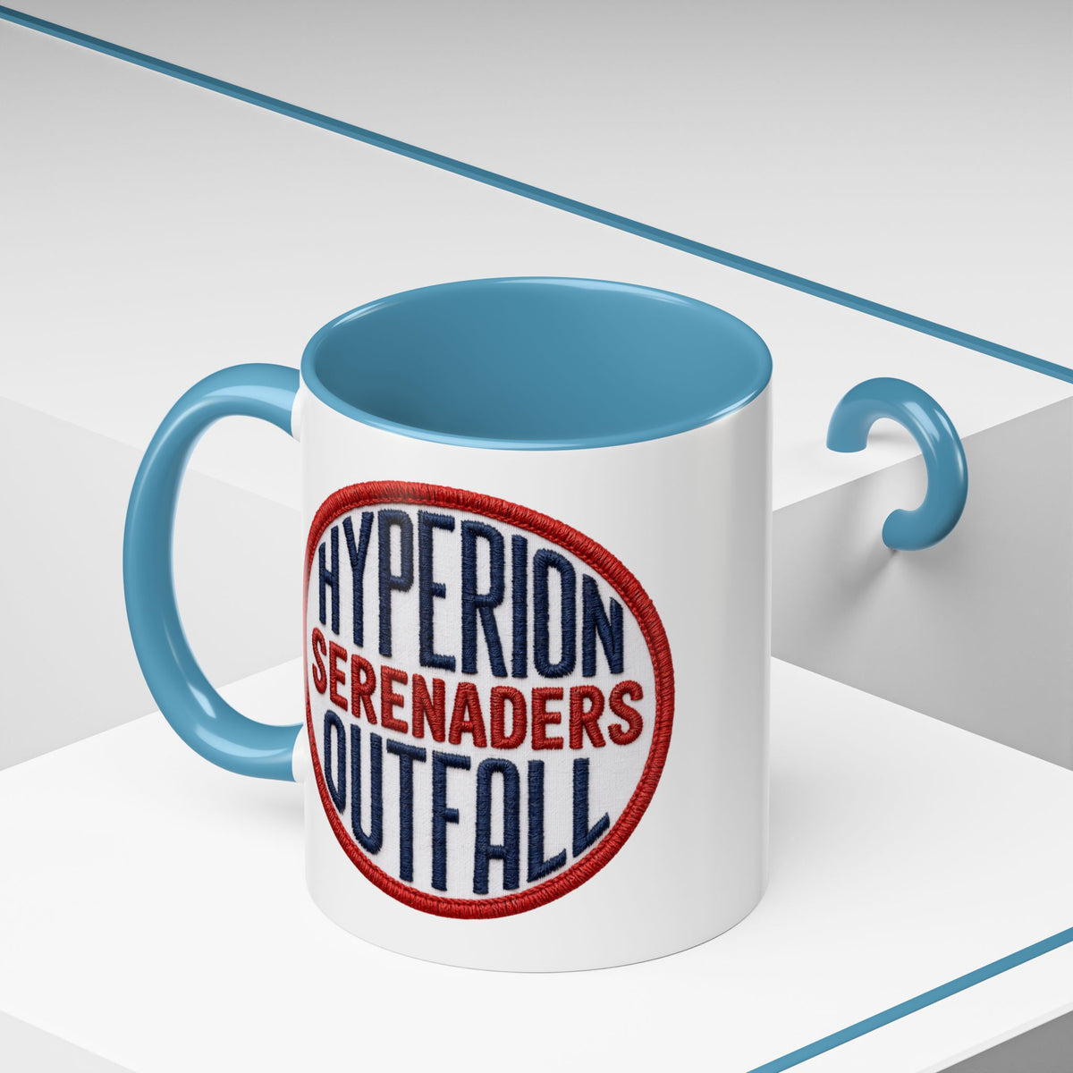Accent Coffee Mug — "Hyperion Serenaders Outfall" Retro Patch Ceramic Mug (11/15oz)
