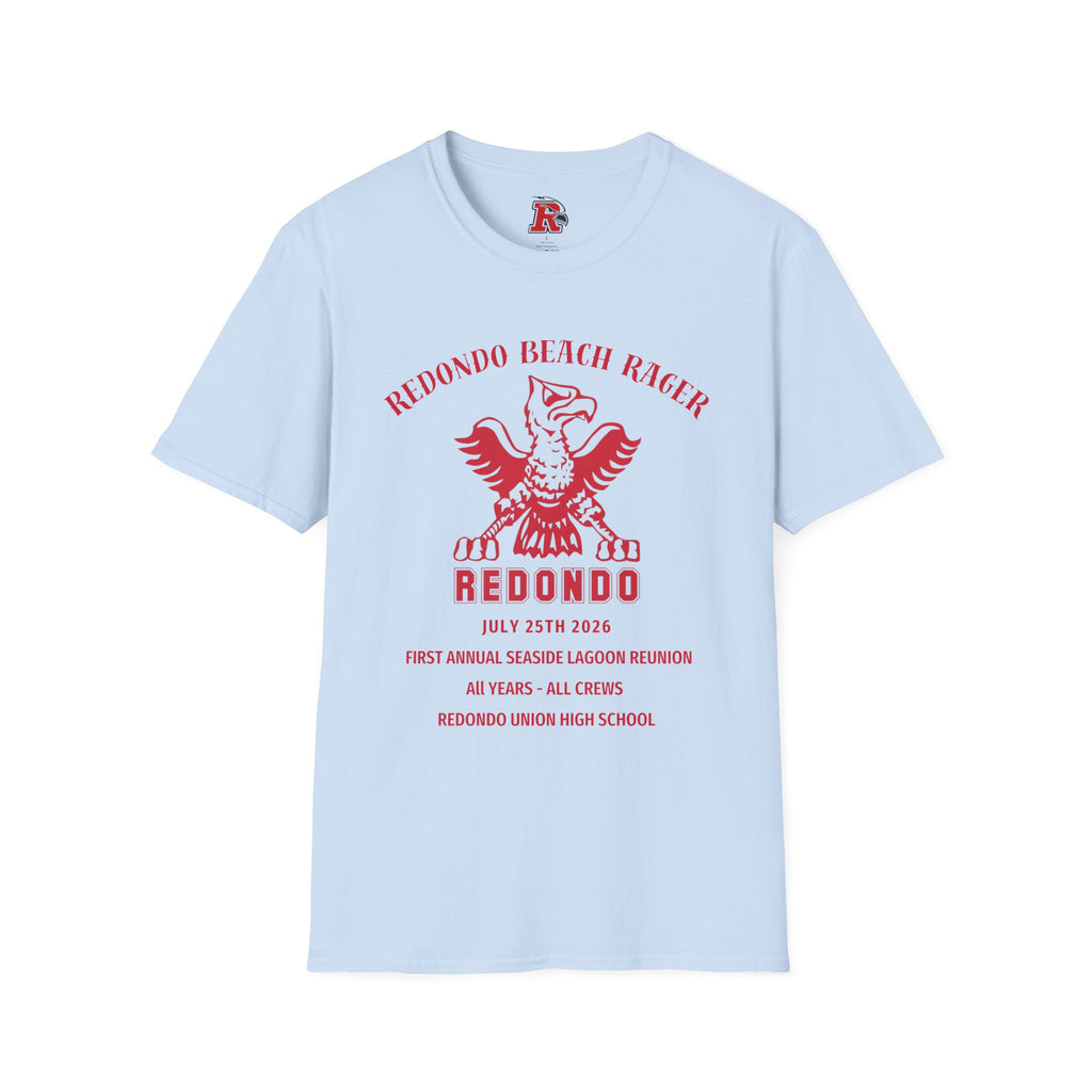Redondo Beach Rager T-Shirt — Vintage School Spirit Graphic Tee - First Annual All Class Reunion 7-25-26 at Seaside Lagoon Redondo Beach