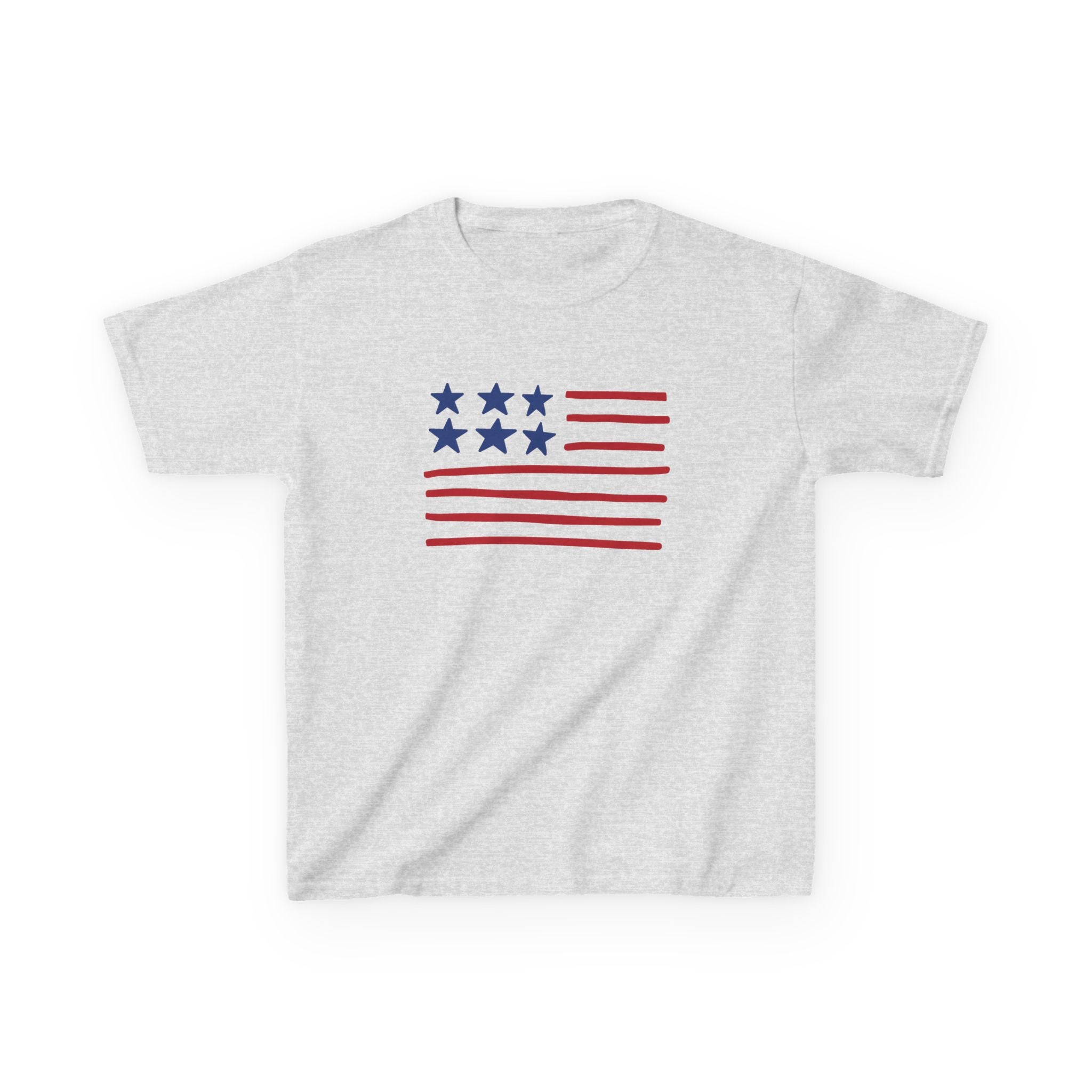 Stars and Stripes  Kids American Flag T-Shirt — Red & Blue Stars Stripe Patriotic Tee